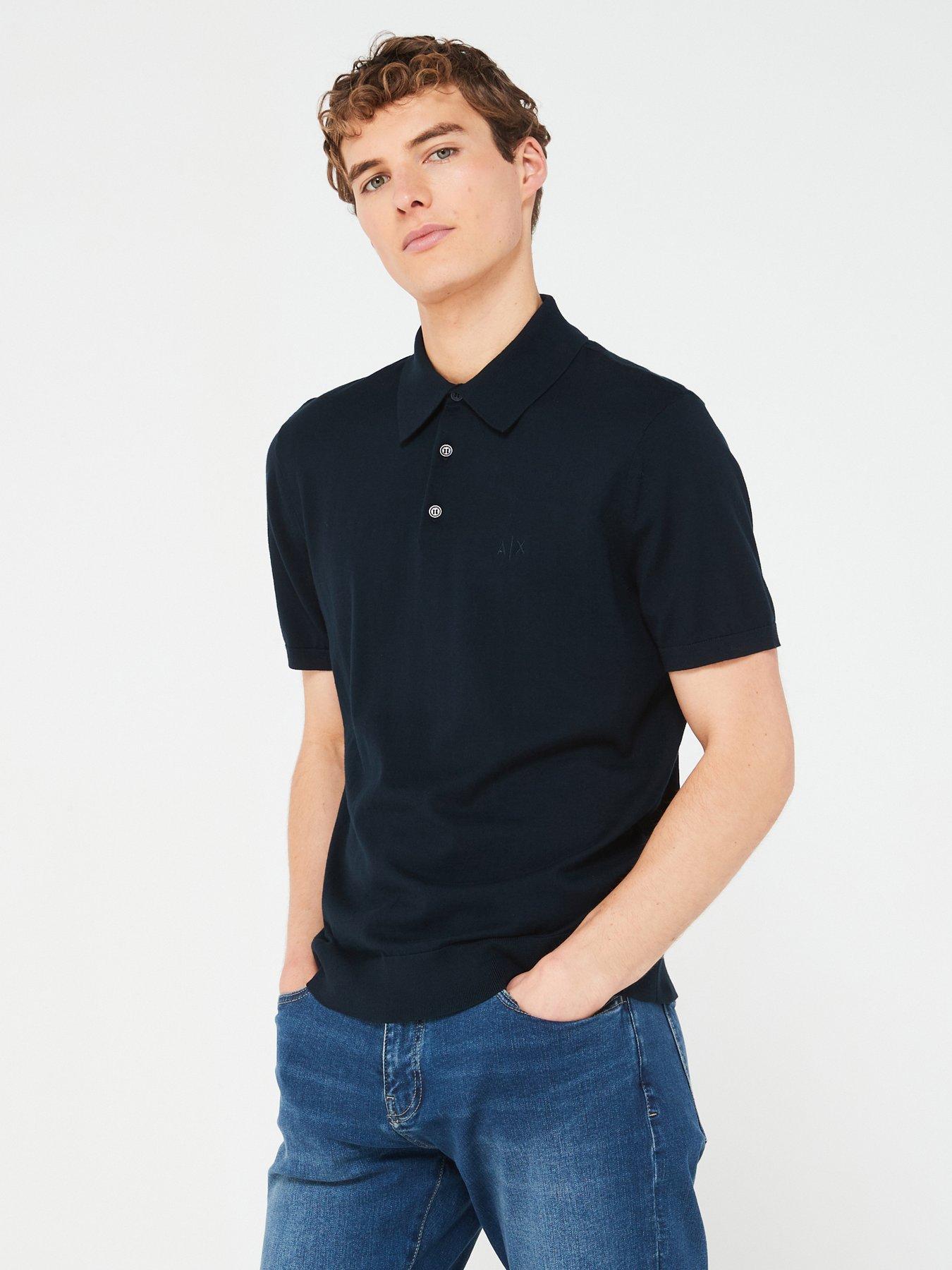 Armani Exchange Knitted Polo Shirt - Navy