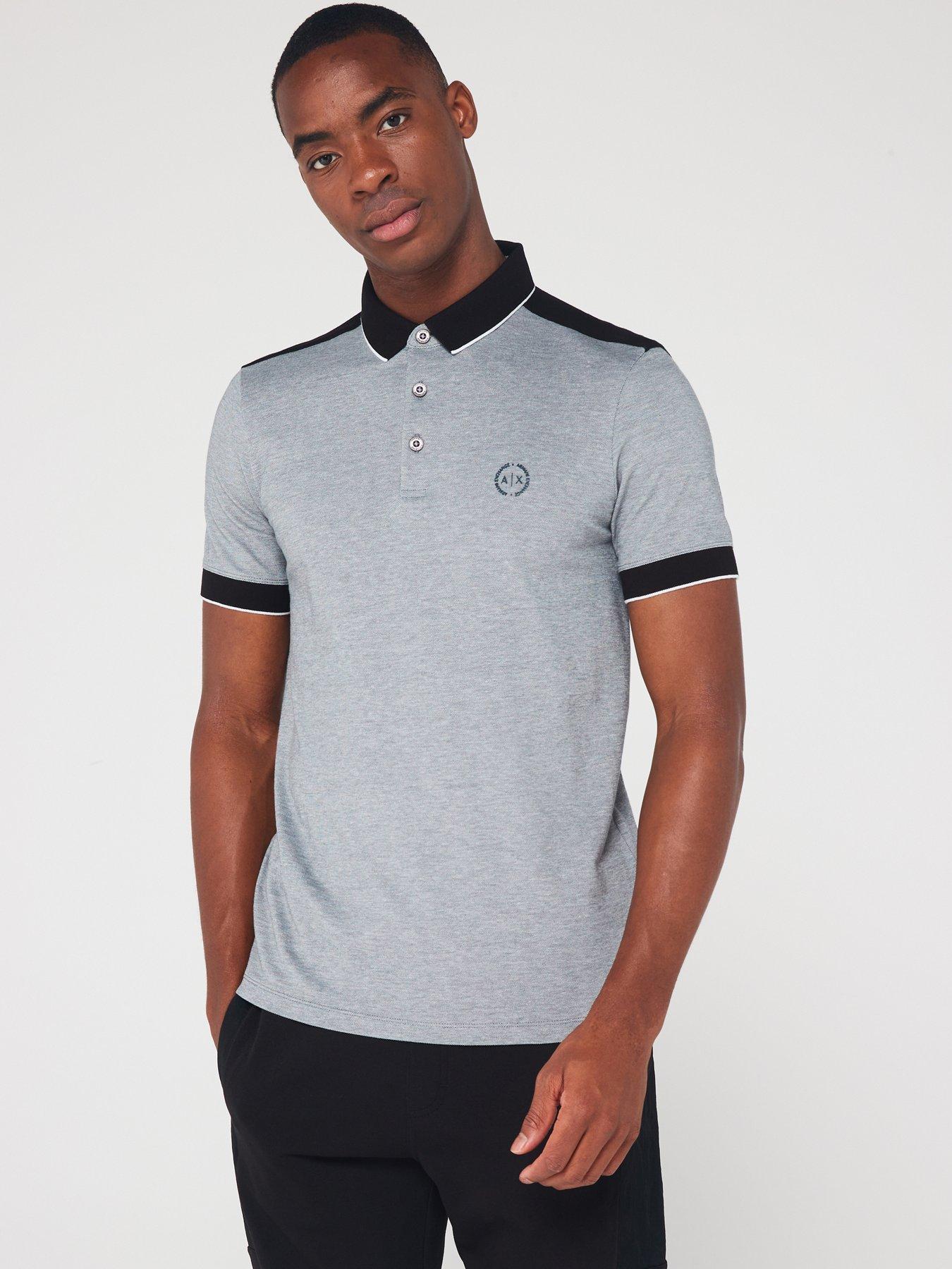 armani-exchange-contrast-slim-fit-polo-shirt-blackfront