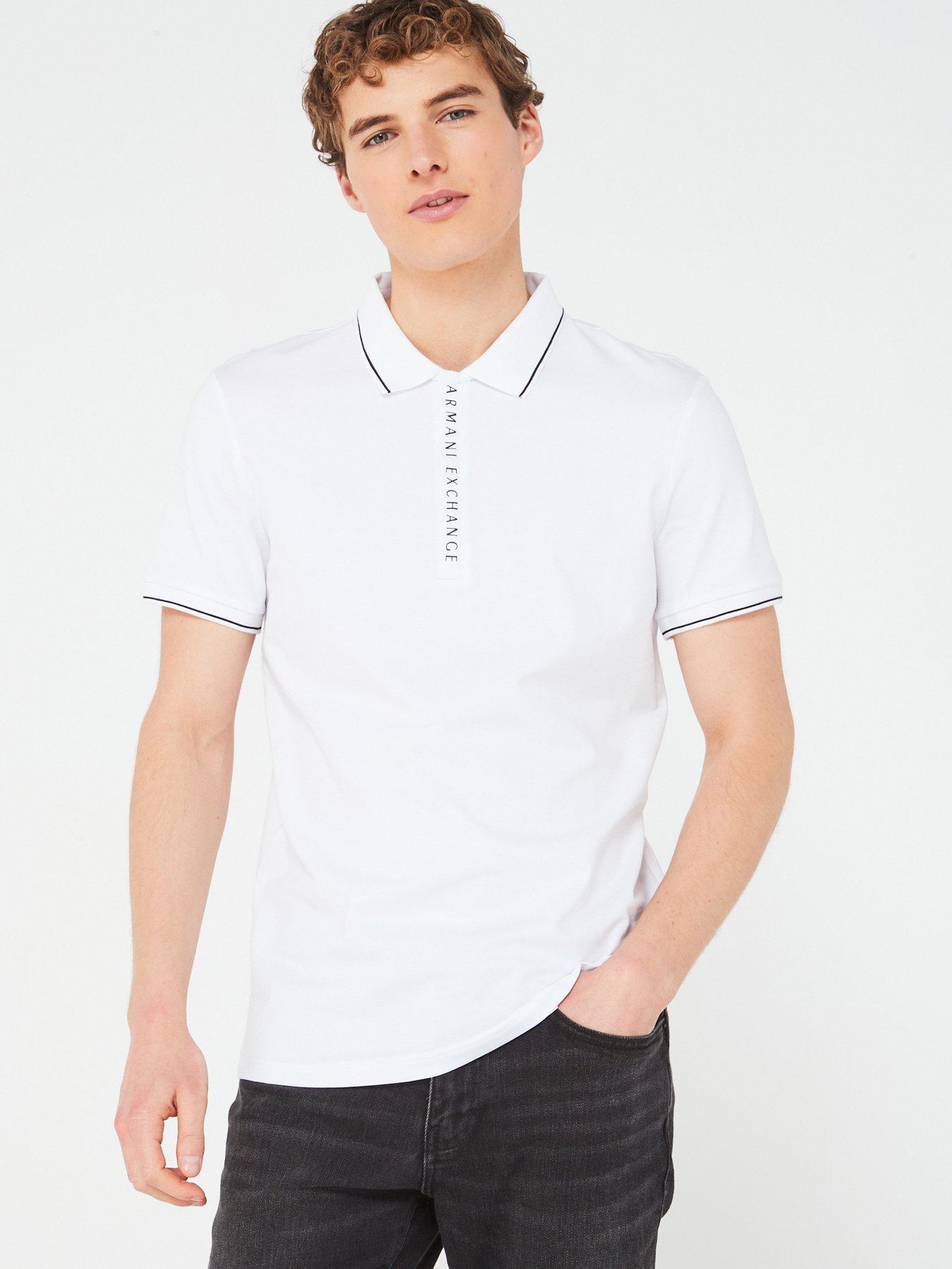 Armani Exchange Placket Logo Slim Fit Polo Shirt White Very Ireland