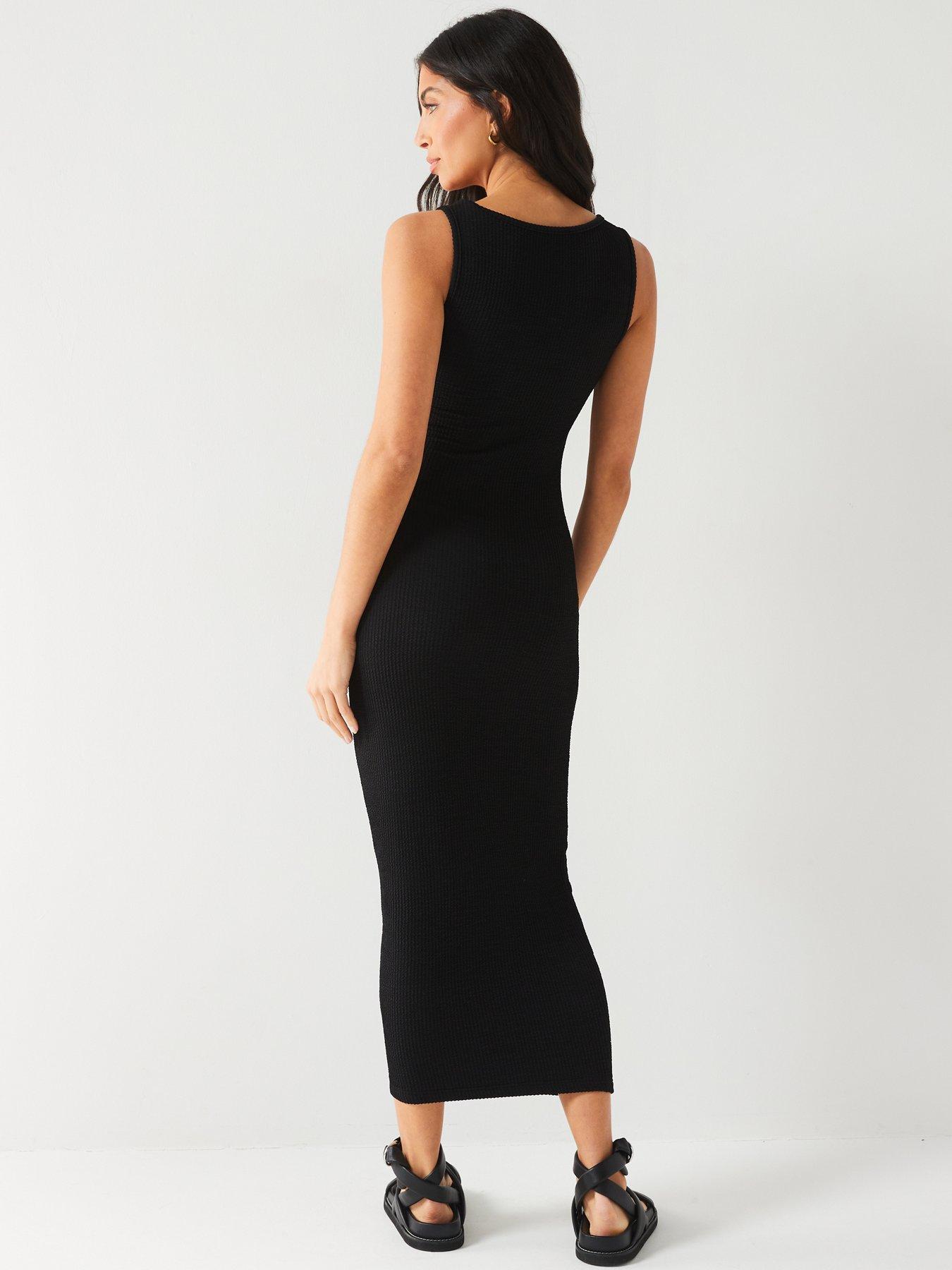 v-by-very-bodycon-crinkle-midaxi-dress-ndash-blackstillFront