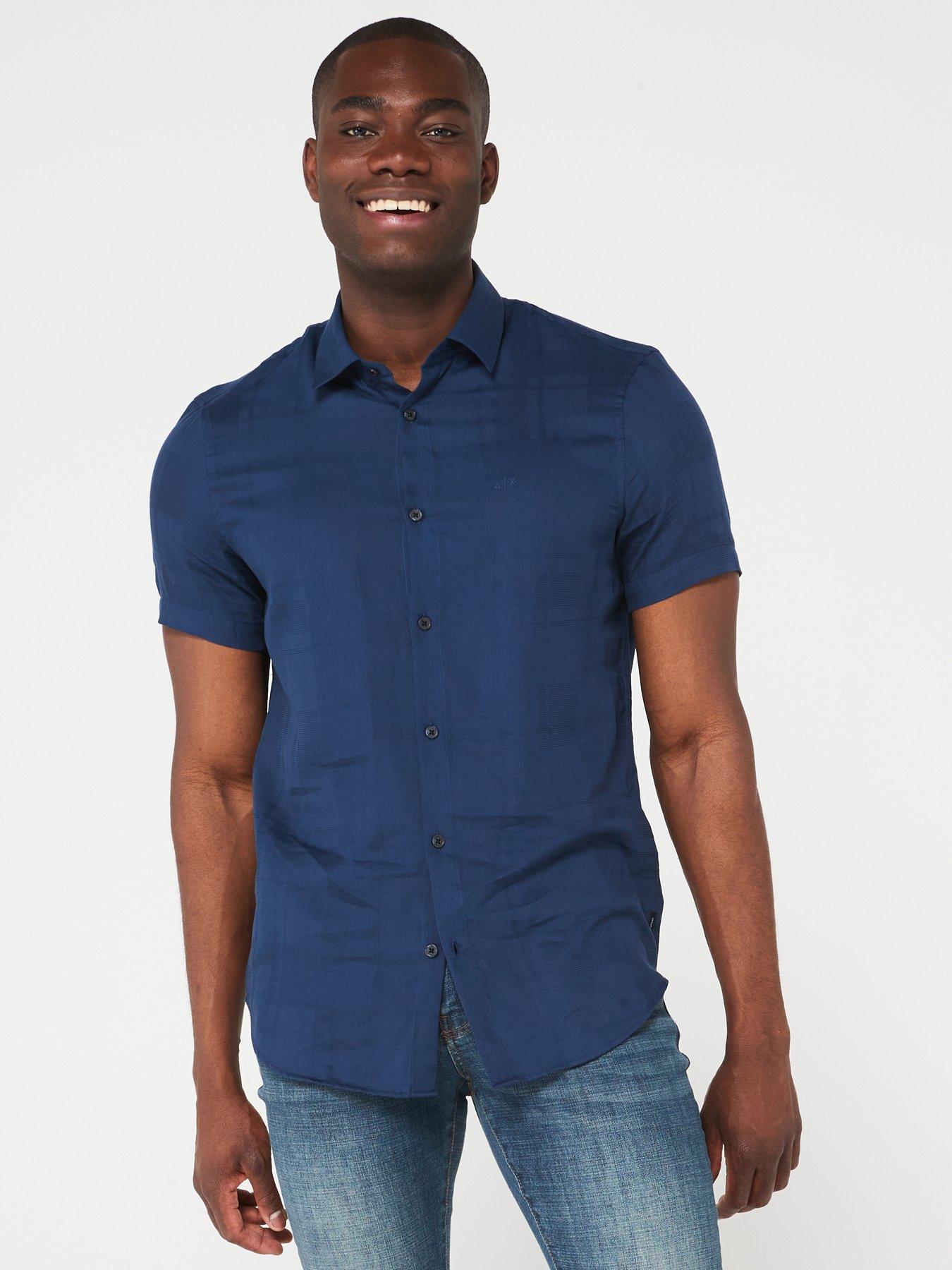 armani-exchange-regular-fit-short-sleeve-shirt-navy