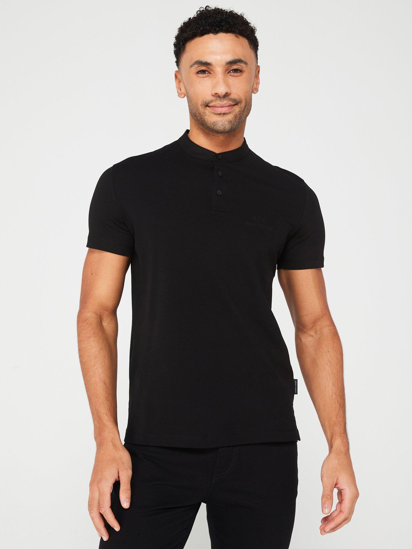 armani-exchange-slim-fit-polo-shirt-blackfront