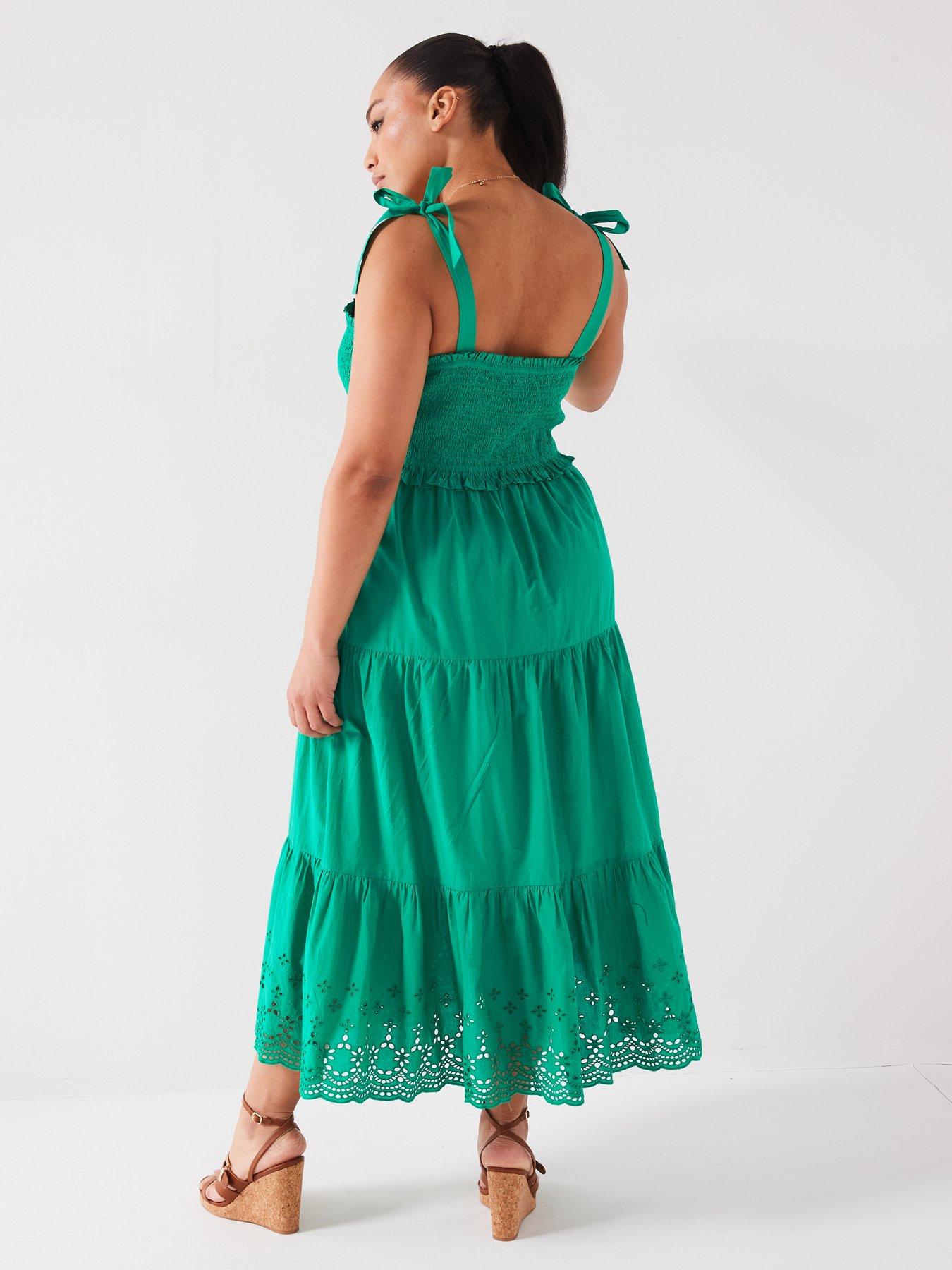 v-by-very-curve-broderie-tiered-maxi-dress-greenstillFront