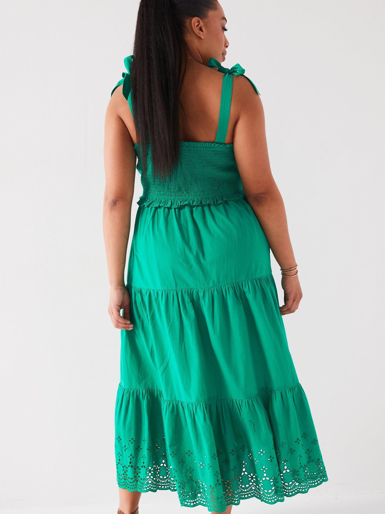 v-by-very-curve-broderie-tiered-maxi-dress-greendetail