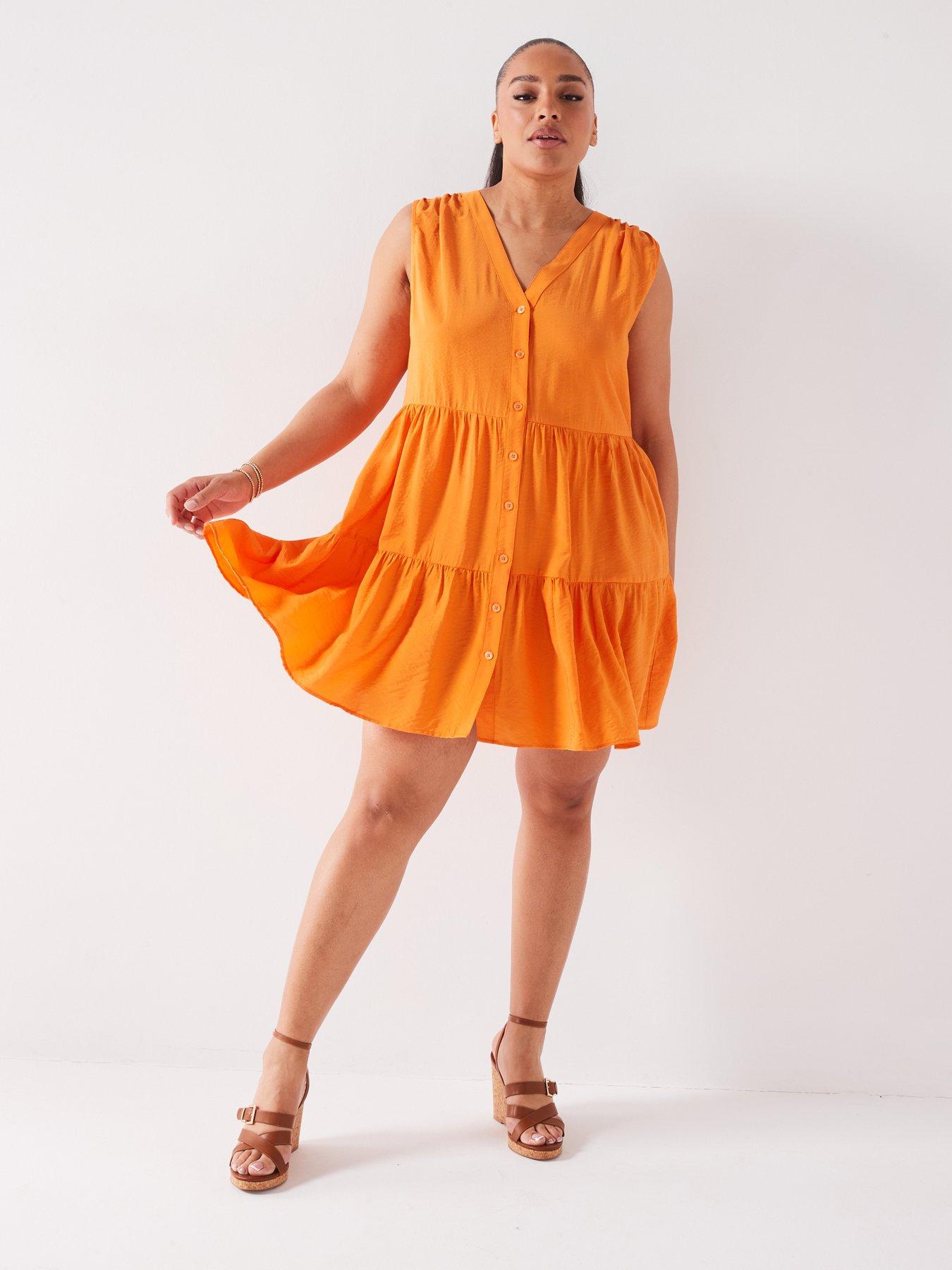 v-by-very-curve-sleeveless-tiered-mini-dress-orangeback