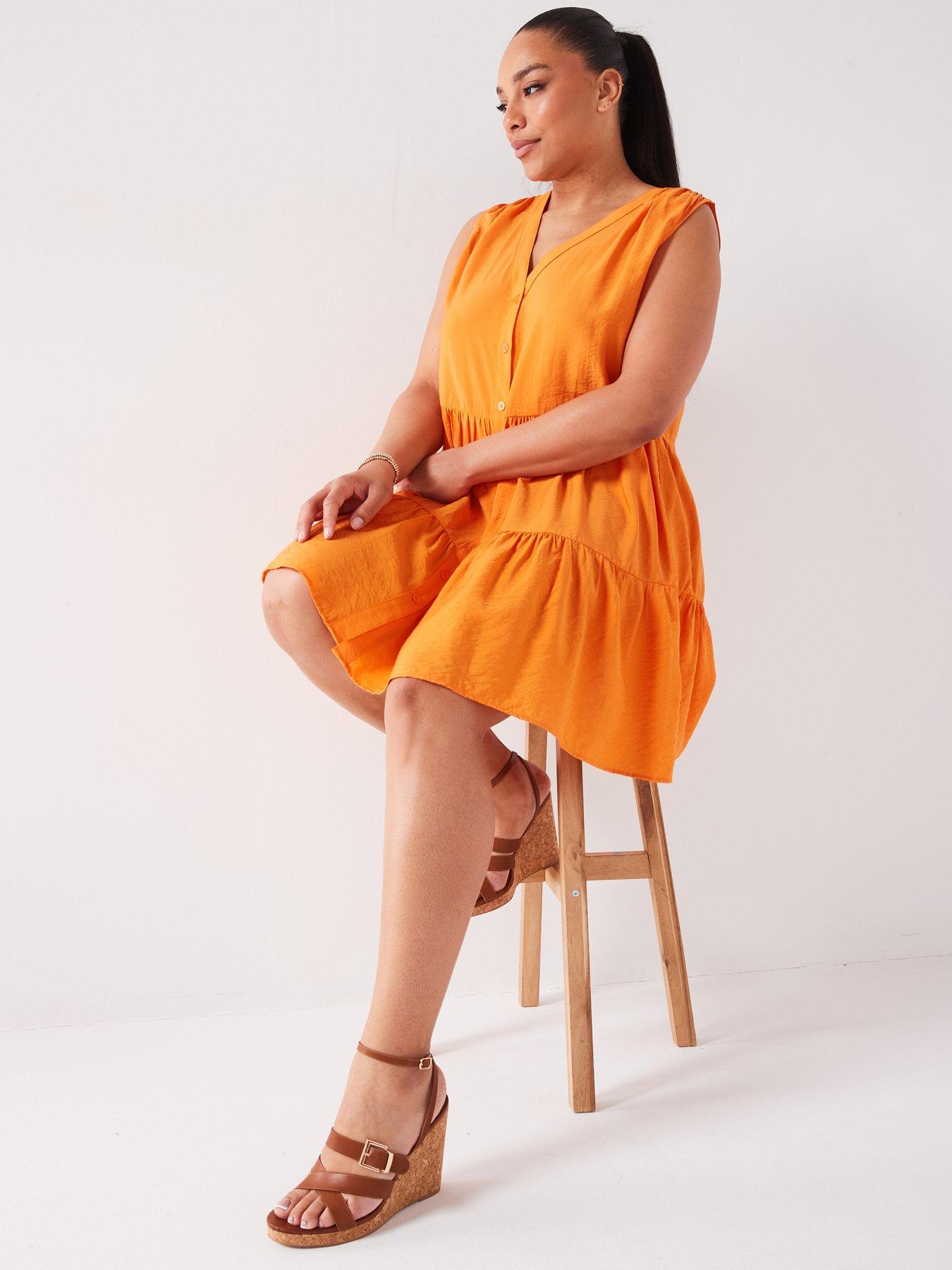 v-by-very-curve-sleeveless-tiered-mini-dress-orangeoutfit