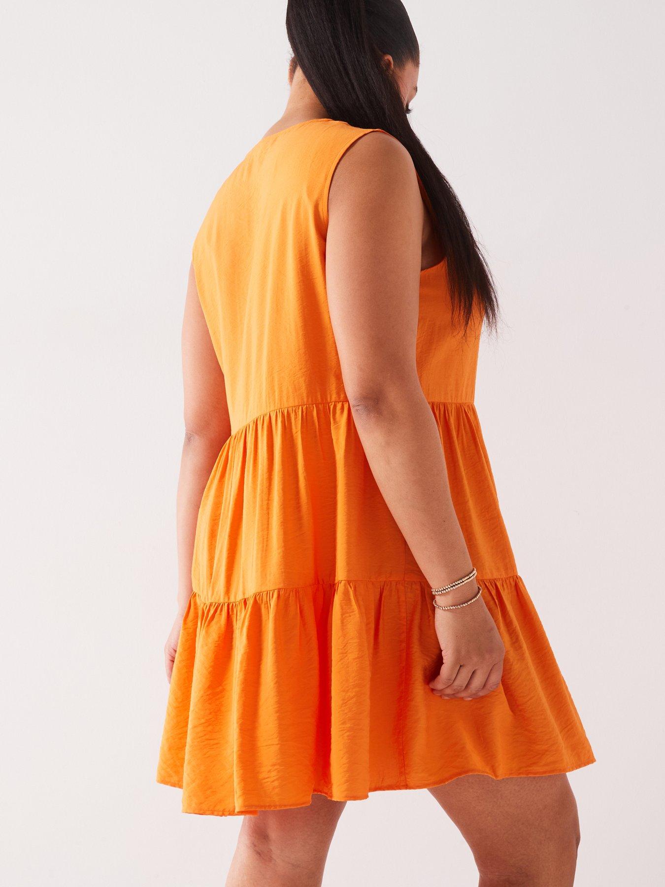 v-by-very-curve-sleeveless-tiered-mini-dress-orangedetail