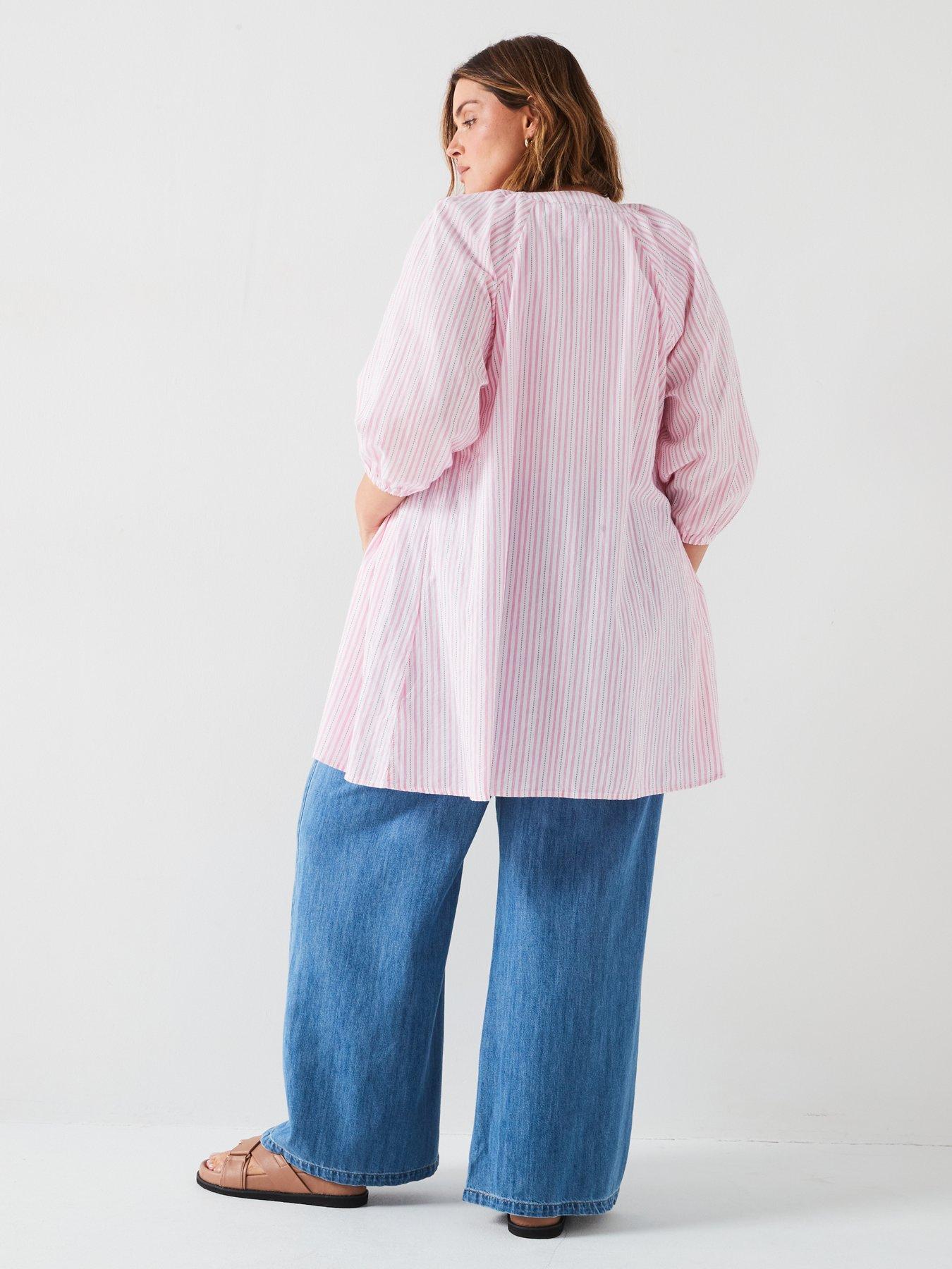 v-by-very-curve-crinkle-longline-shirt-pinkstillFront