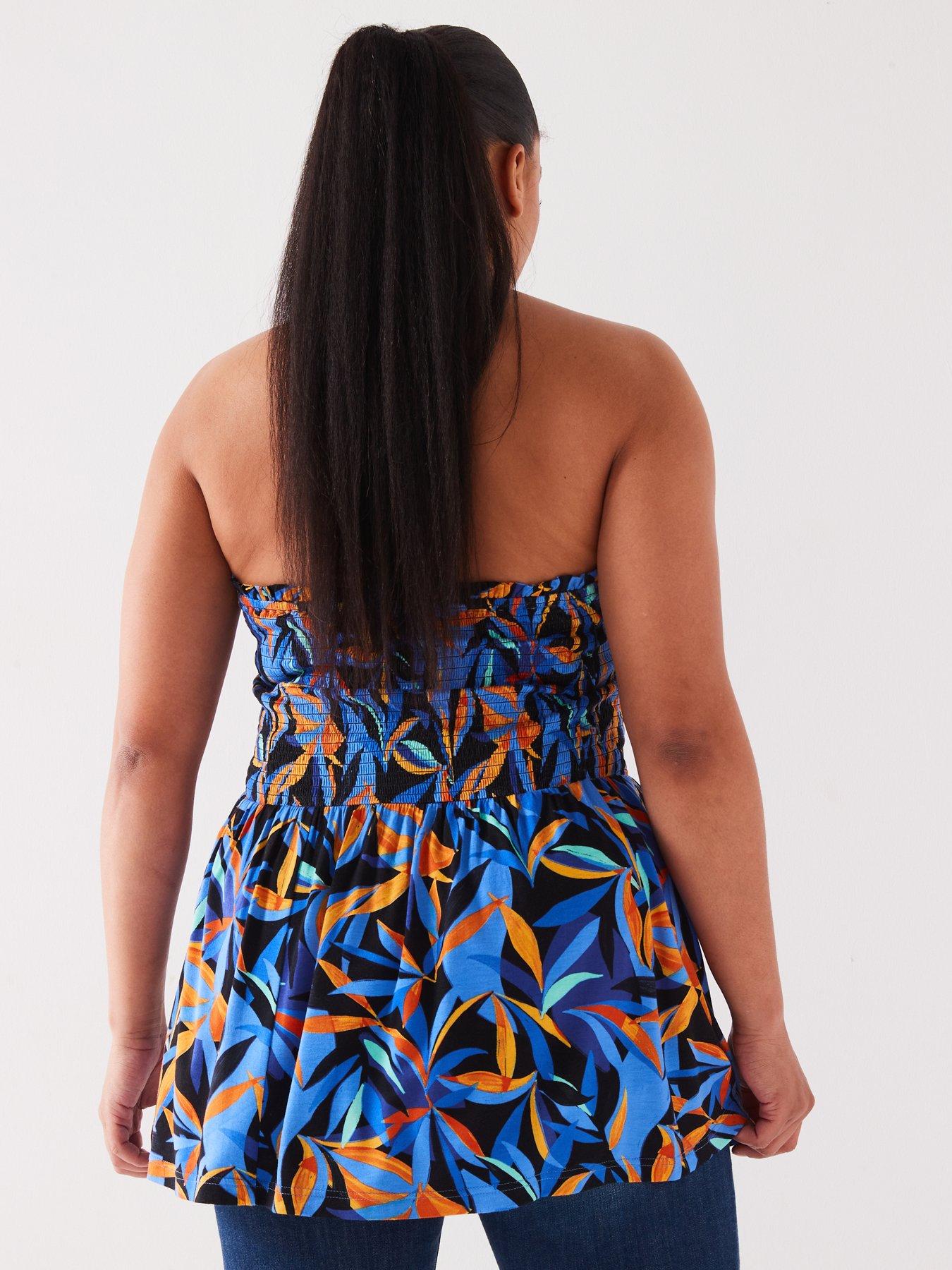 v-by-very-curve-straplessnbspshirred-peplum-top-printstillFront