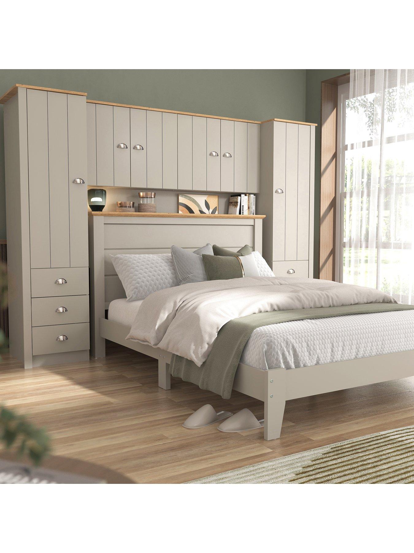 The Very Collection Atlanta Overbed Storage Unit - Light Grey/Oak Effect