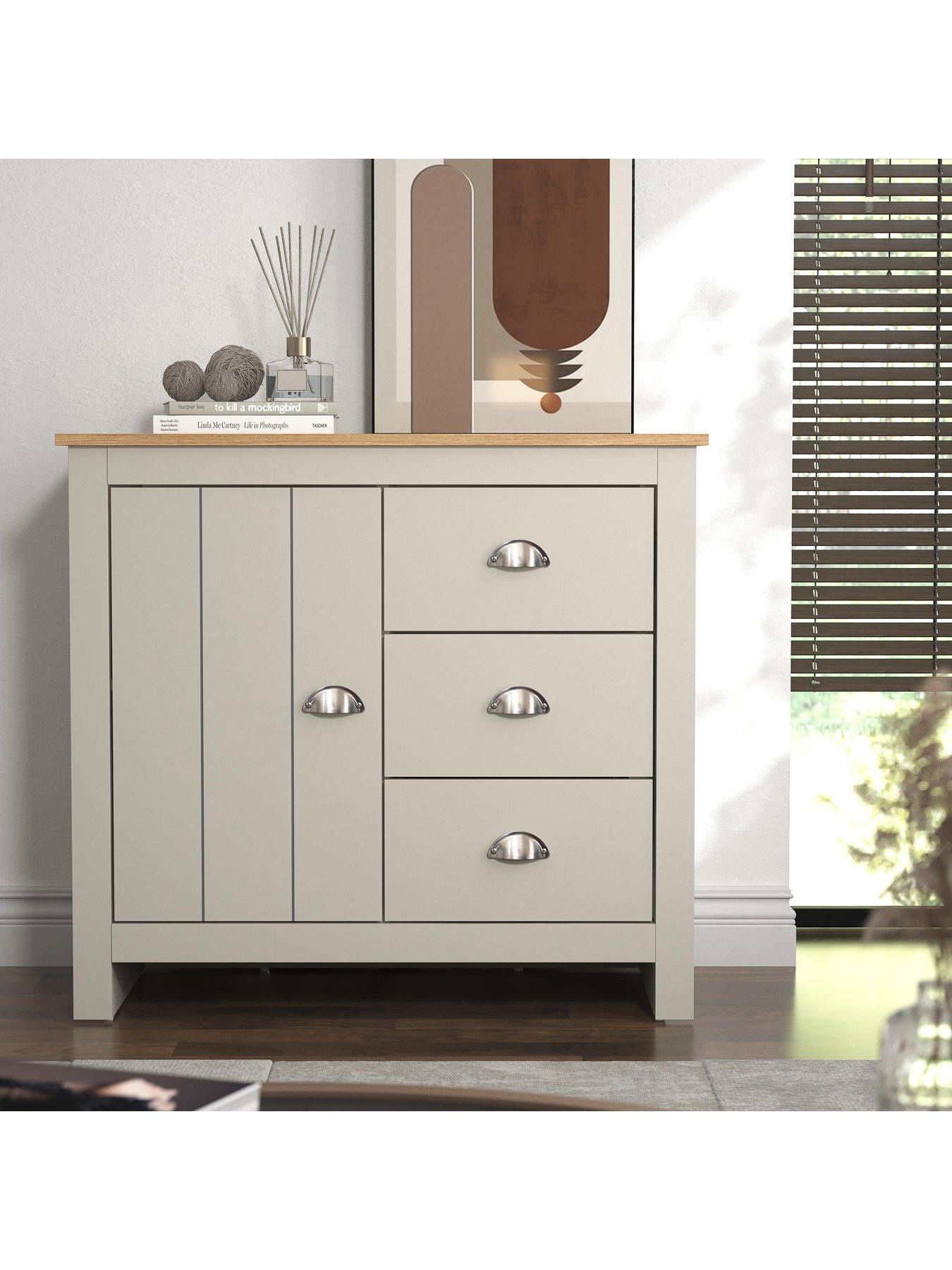 Image 1 of 7 of Very Home Atlanta Compact Sideboard - Light Grey/Oak