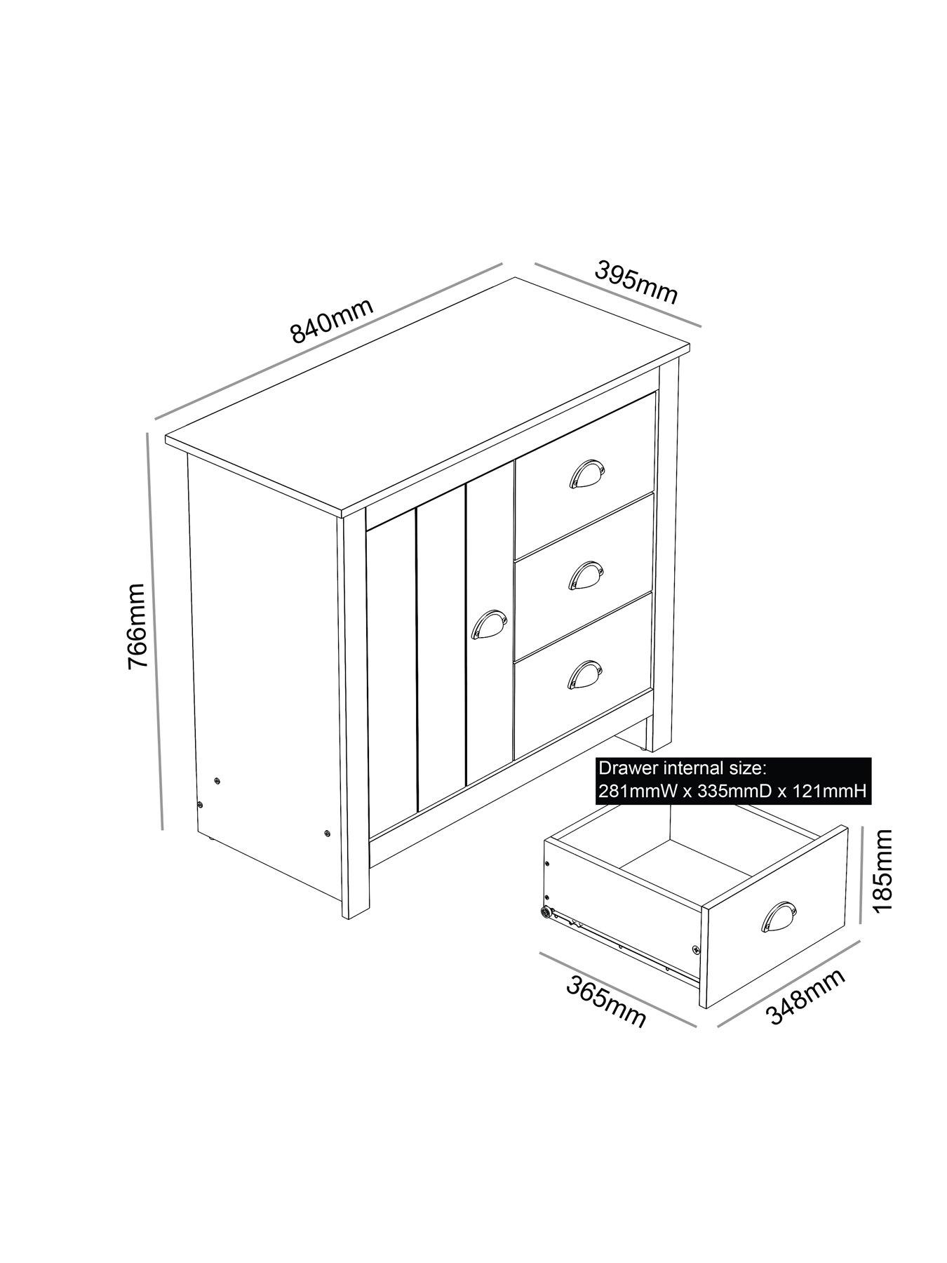 Image 7 of 7 of Very Home Atlanta Compact Sideboard - Light Grey/Oak