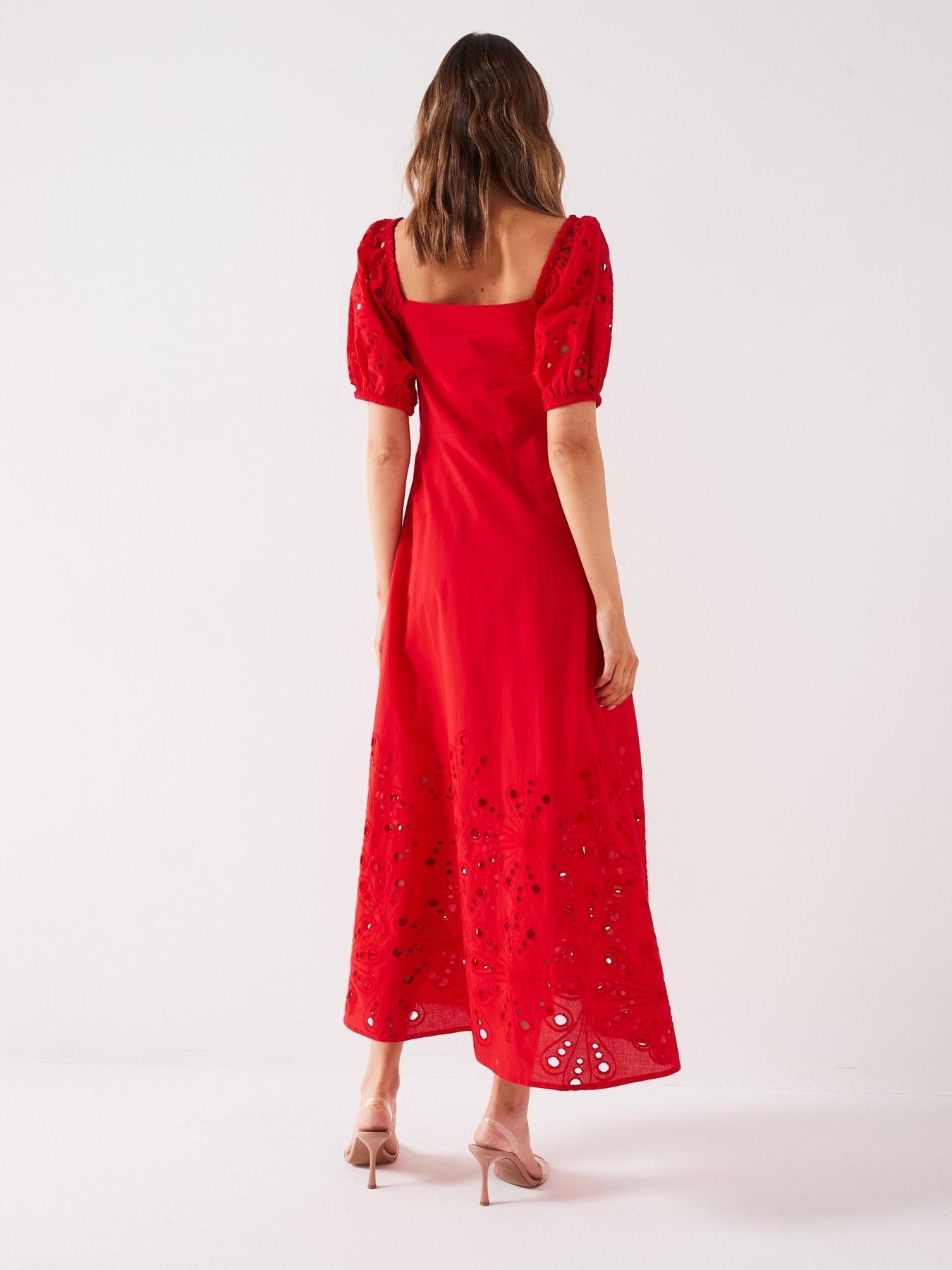 v-by-very-broderie-cotton-midi-dress-redstillFront