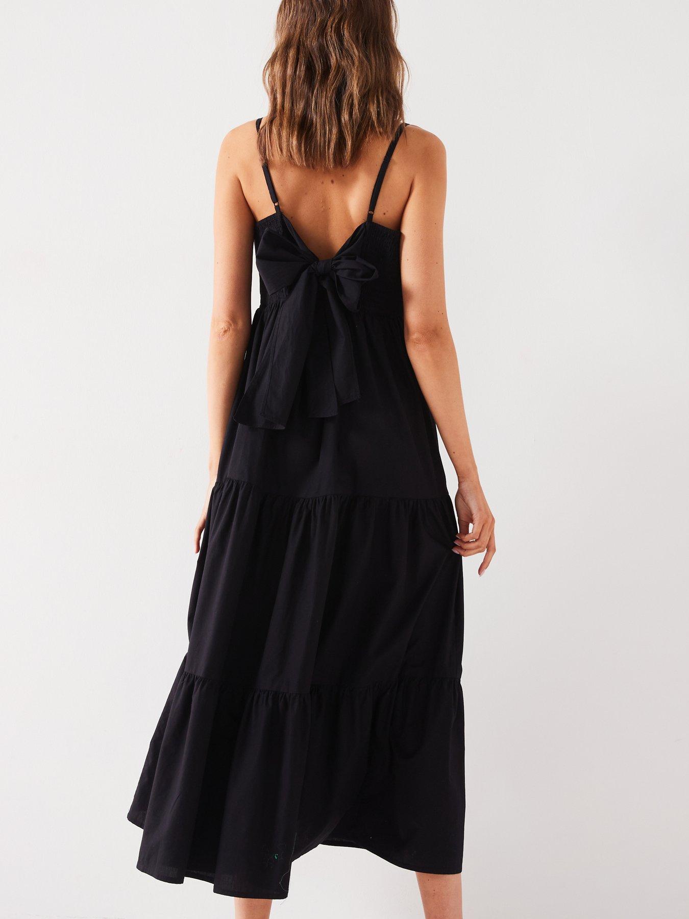 v-by-very-strappy-cotton-tiered-midaxi-dress-blackstillFront