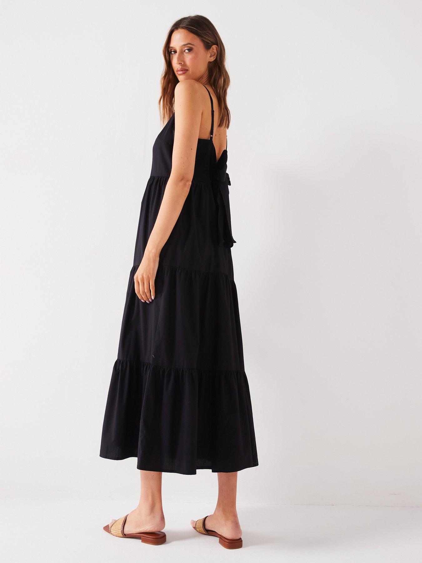 v-by-very-strappy-cotton-tiered-midaxi-dress-blackdetail