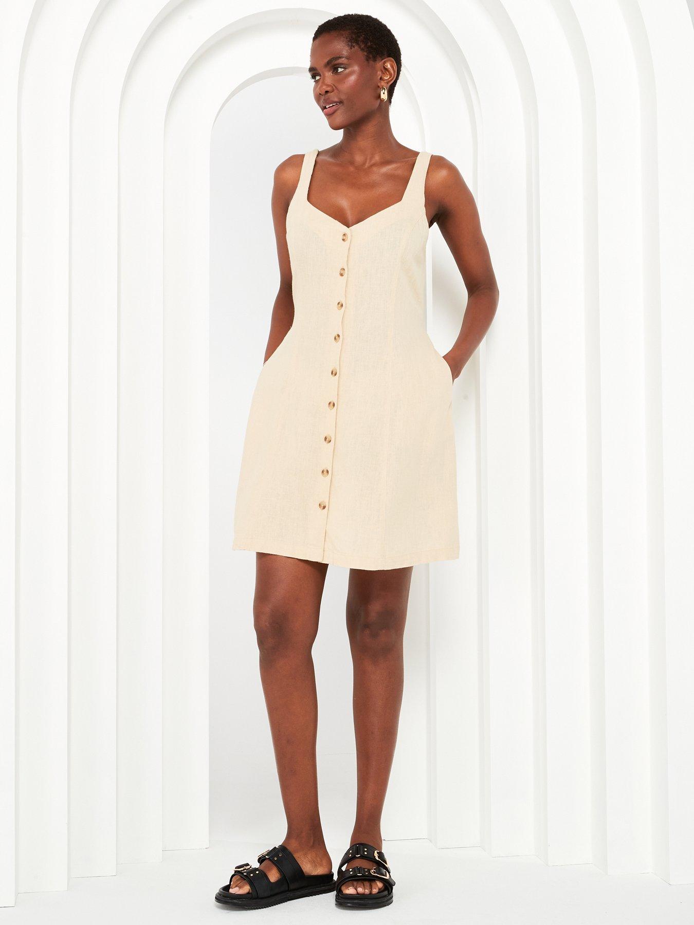 v-by-very-linen-button-through-mini-dress-beigedetail