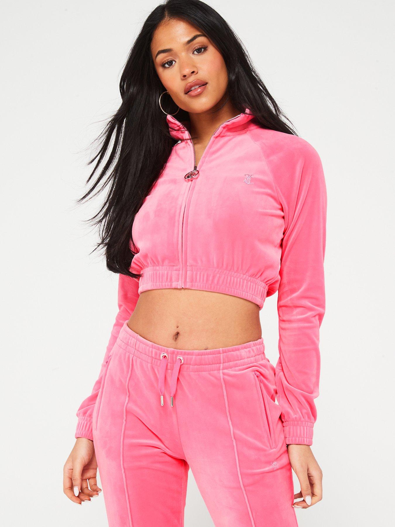 Velour cropped hot sale tracksuit