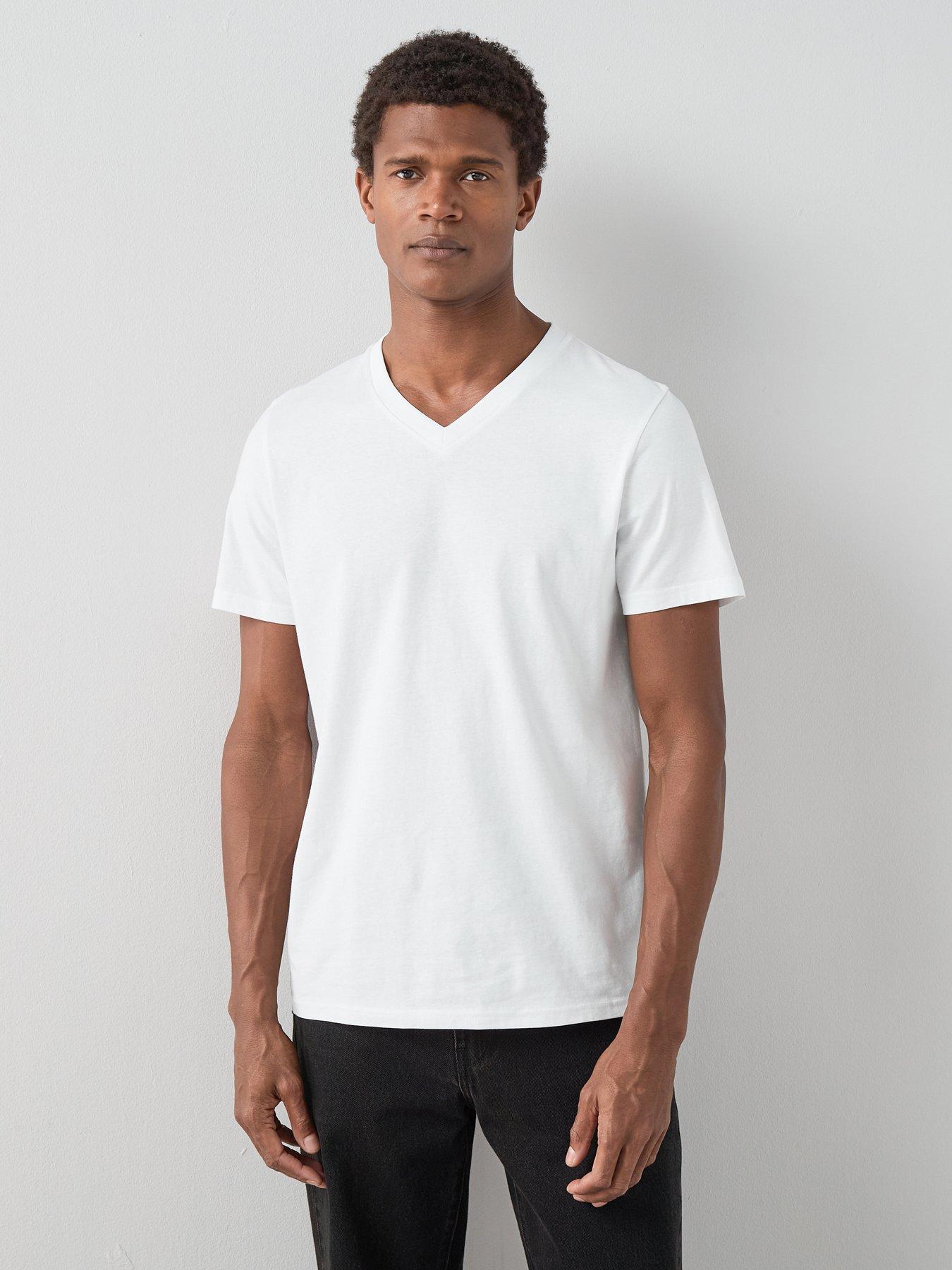 Image 1 of 7 of The Very Collection Pure Cotton Essentials V-neck T-shirt - White