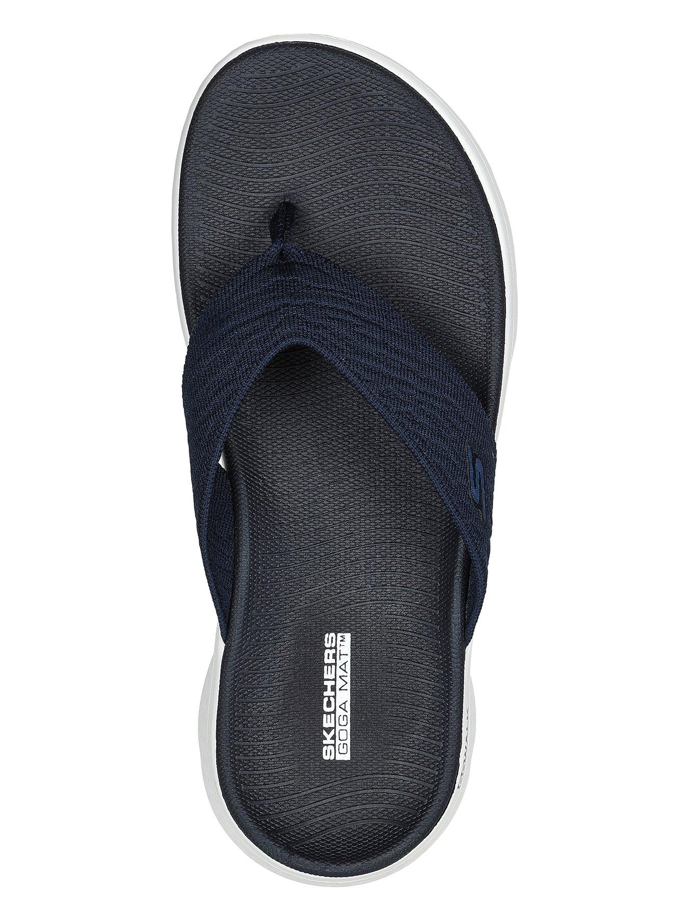 skechers-skechers-go-walk-flex-textured-knit-3-point-sandal-navy-textileoutfit