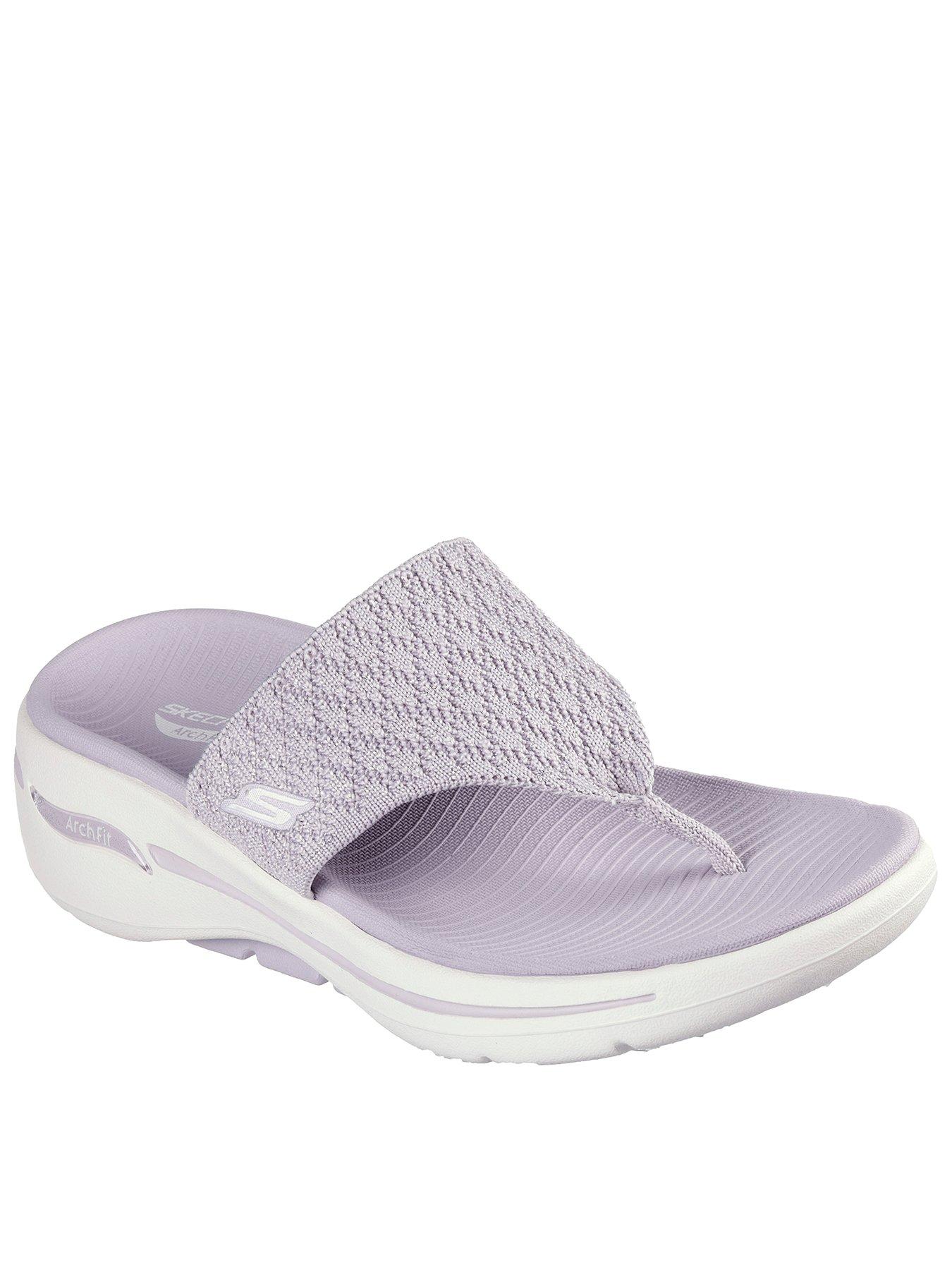 skechers-skechers-go-walk-arch-fit-shimmery-knit-3-point-sandal-lilac-textile