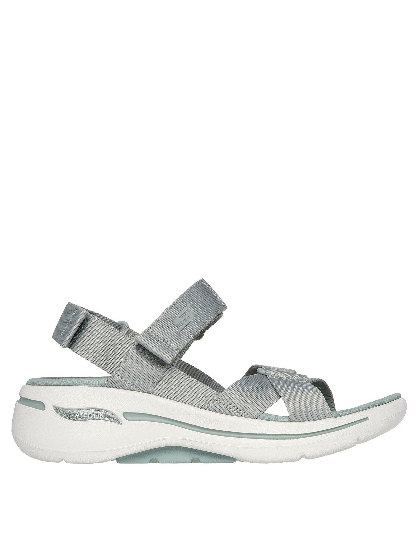 skechers-skechers-go-walk-arch-fit-satin-webbing-strap-sandal-green-textilefront