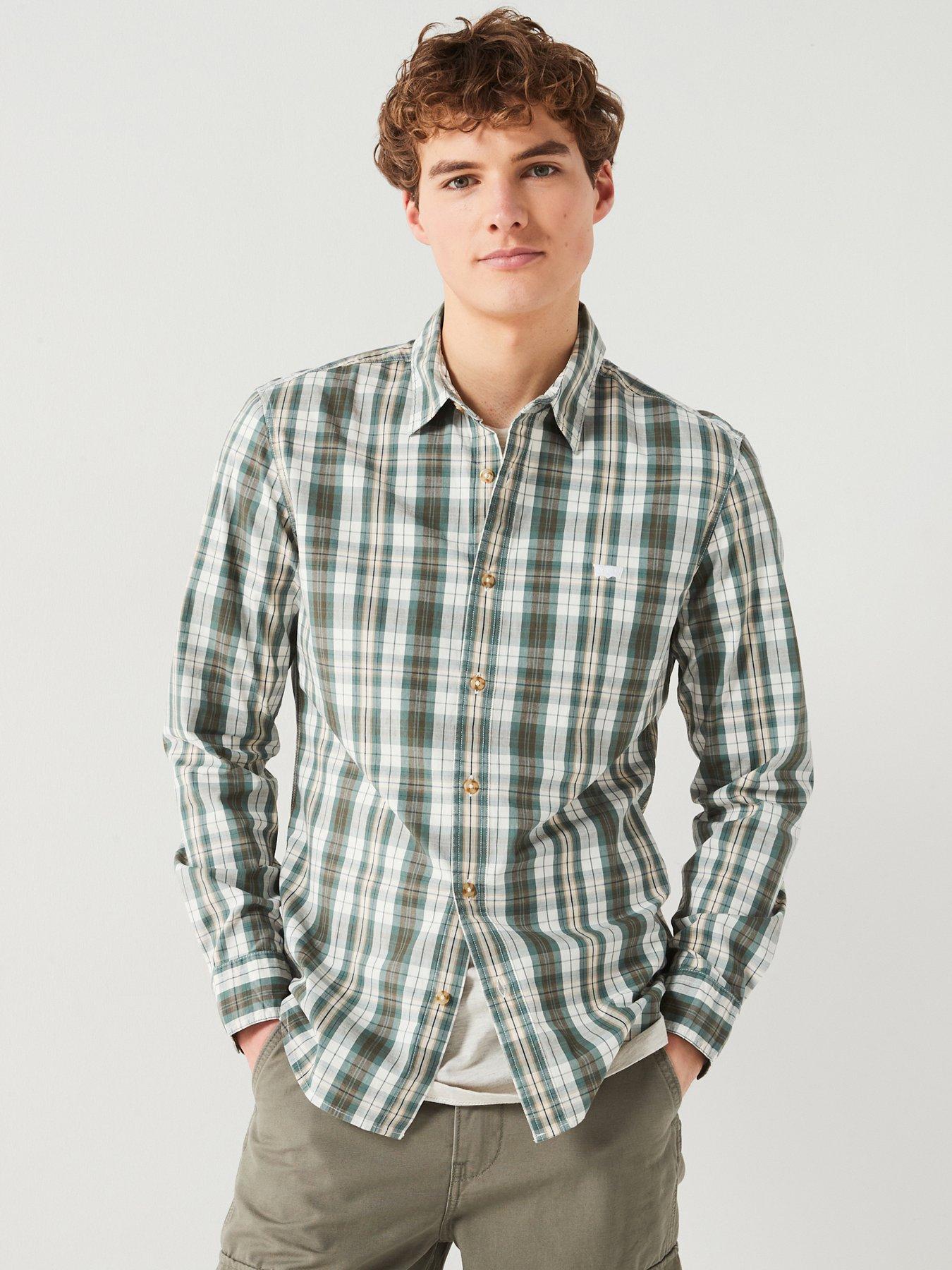 levis-long-sleeve-housemark-slim-fit-check-shirt-khaki