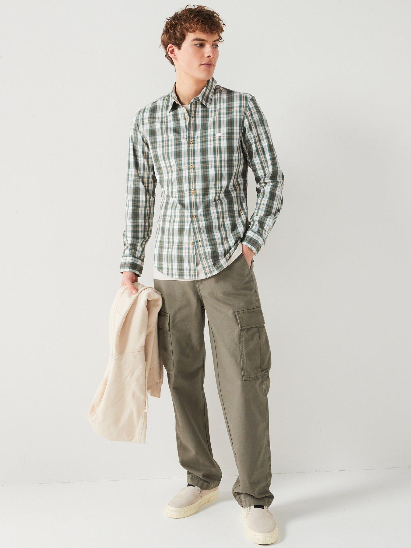 levis-long-sleeve-housemark-slim-fit-check-shirt-khakiback