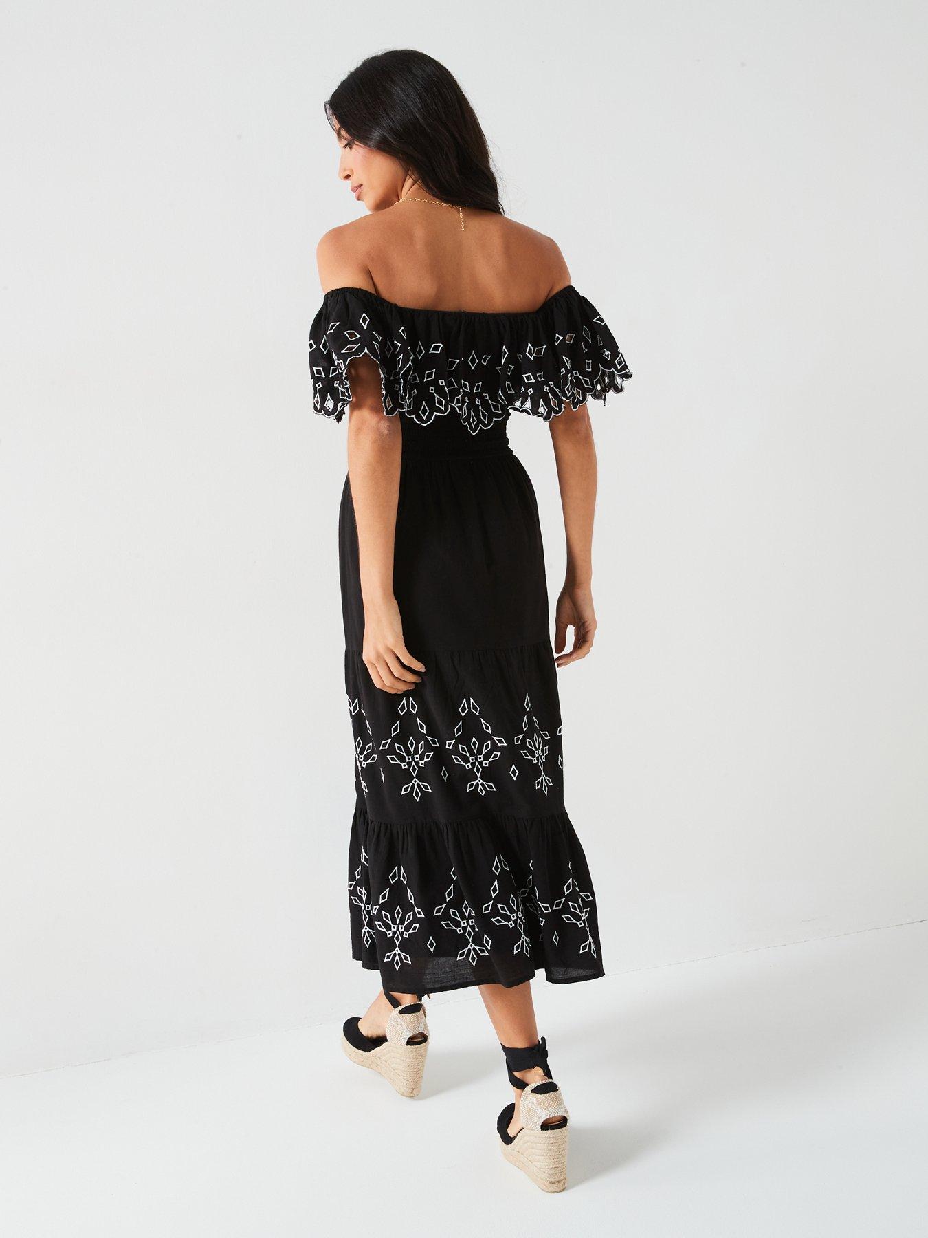 v-by-very-shirred-bust-broderie-midi-dressstillFront