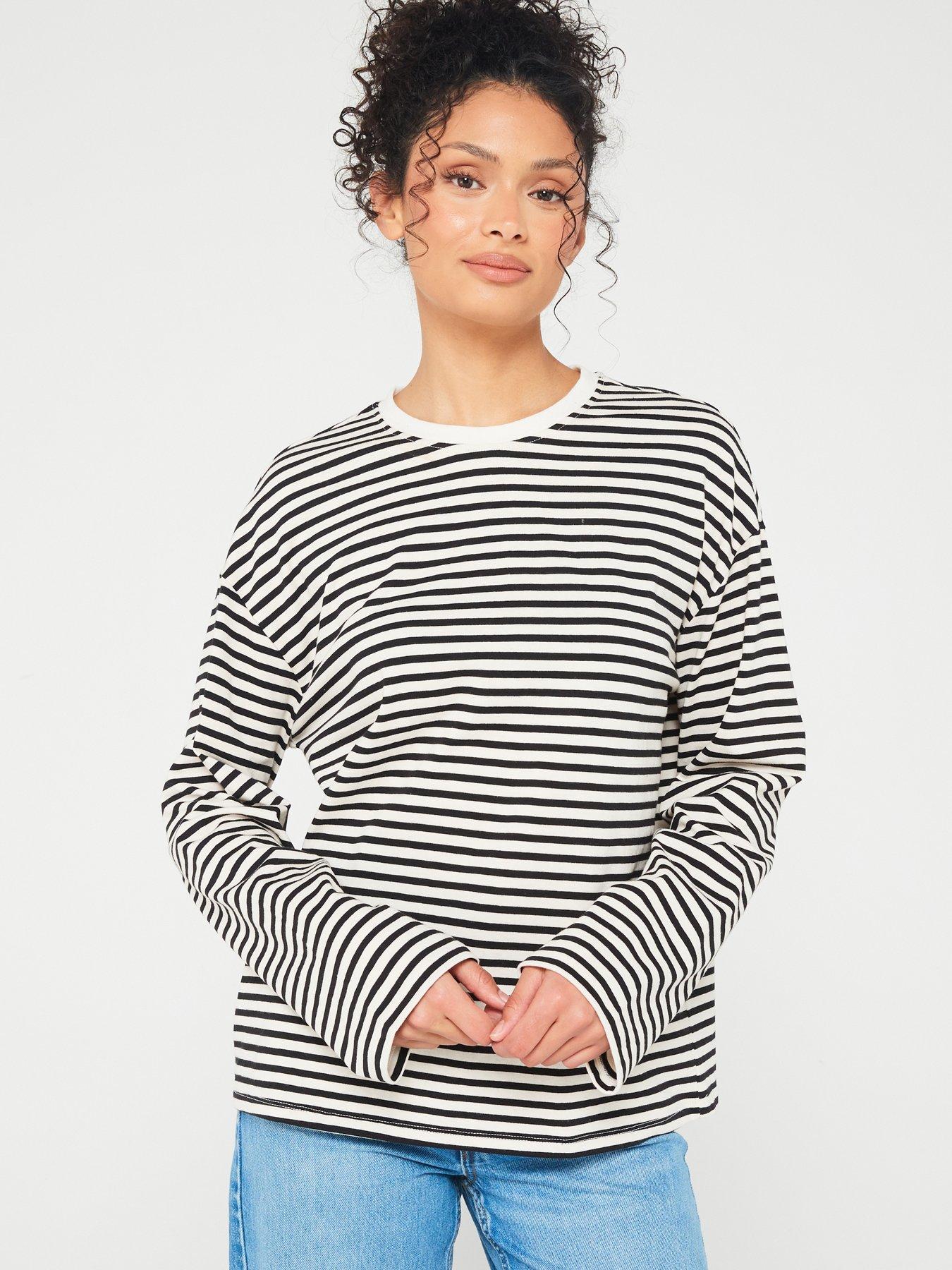 pieces-stripe-long-sleeve-top-multi