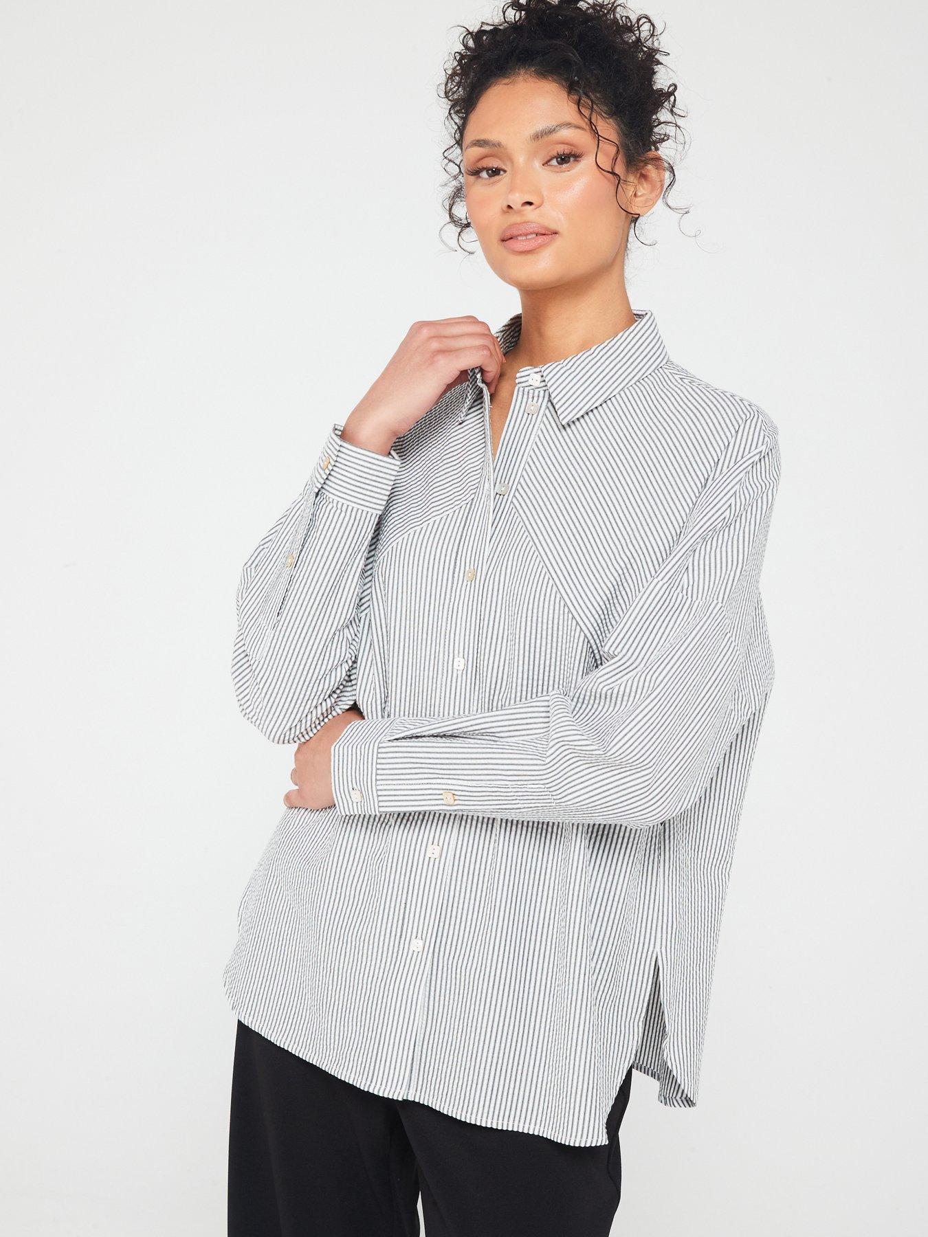 pieces-long-sleeve-shirt-bluewhite