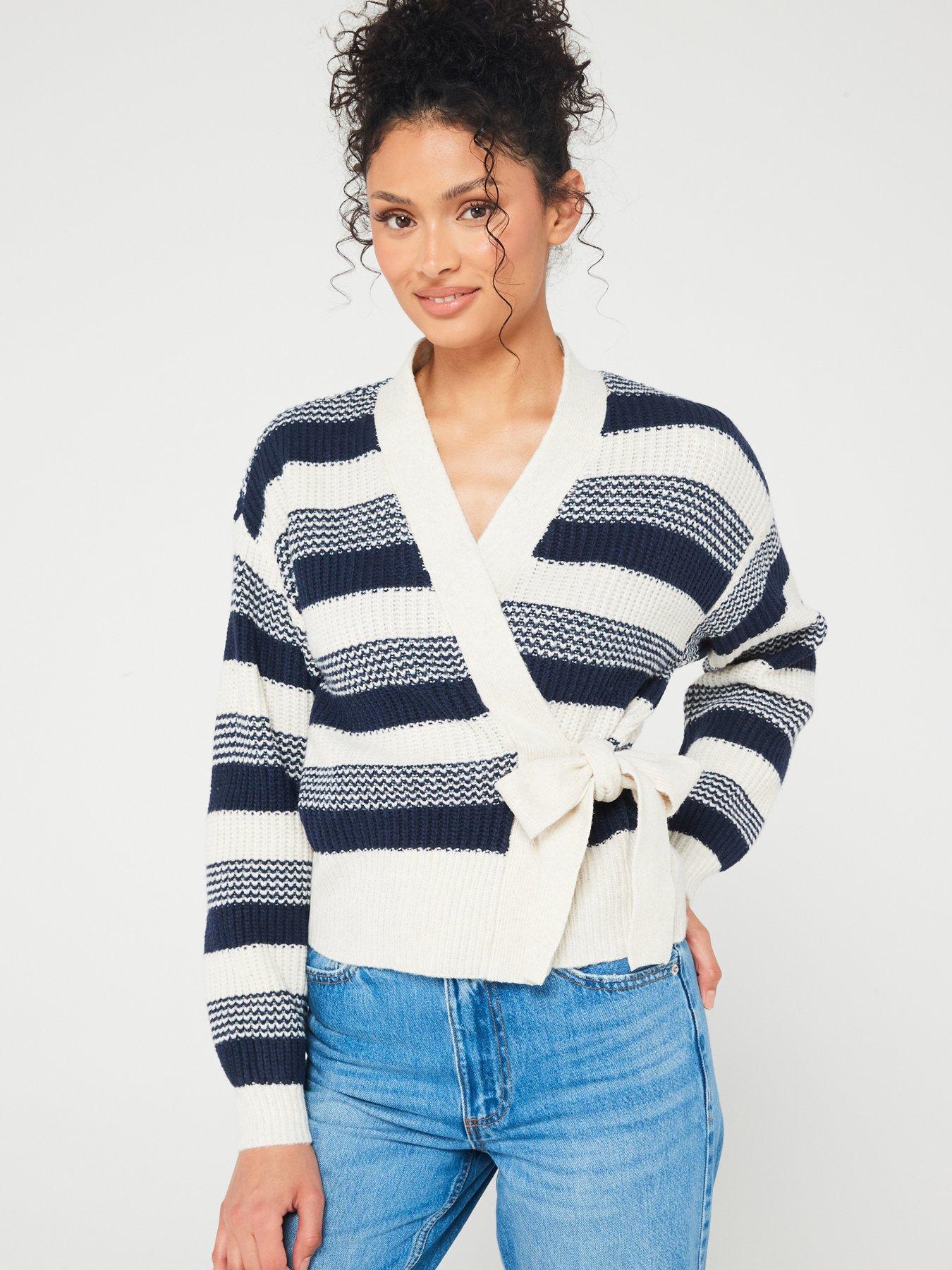 pieces-stripe-wrap-knitted-cardigan-multi