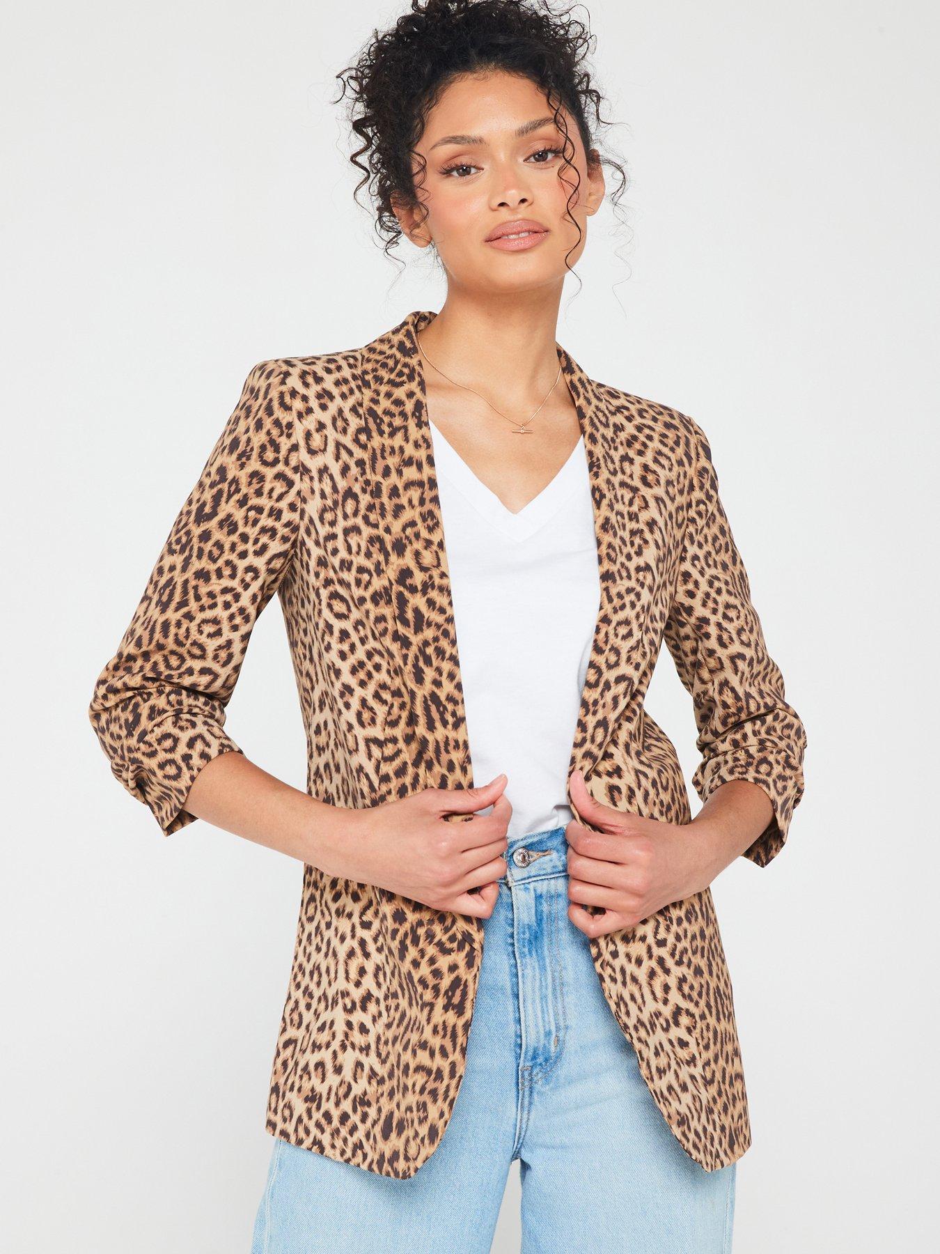 Image 1 of 4 of PIECES Leopard Print Blazer - Multi