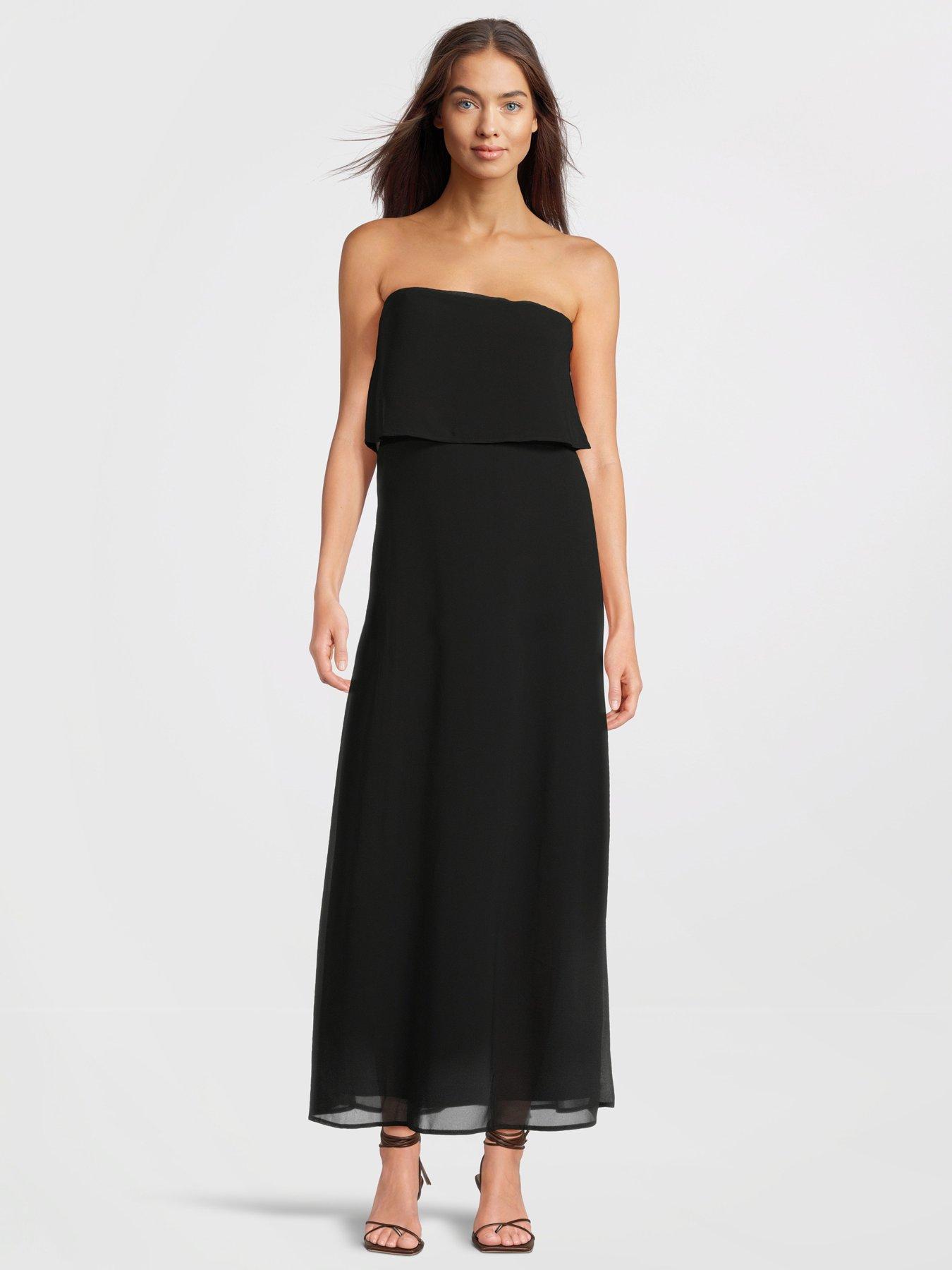 vila-bandeau-frill-dress-black