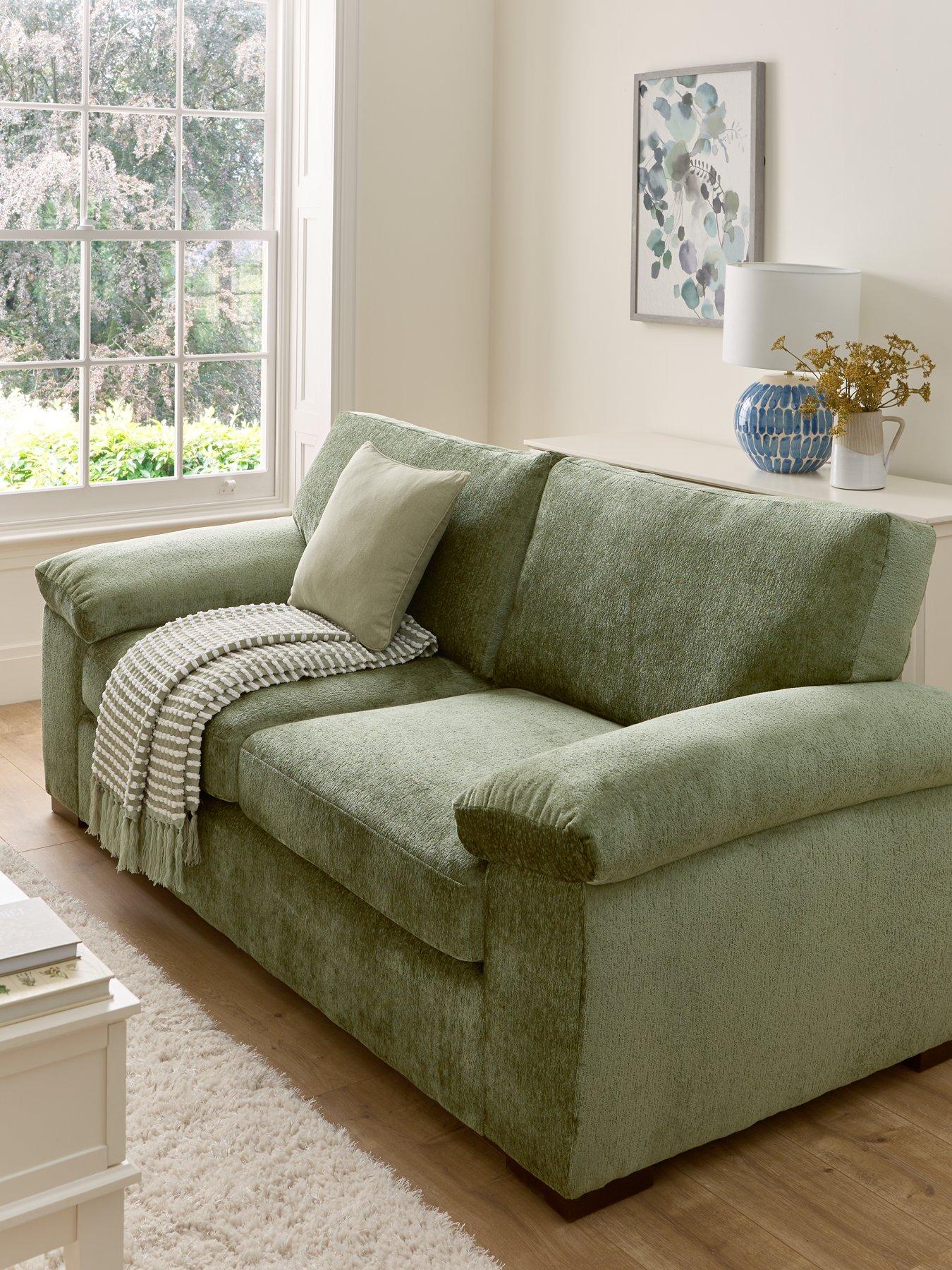 The Very Collection Salerno Standard Back 3 Seater Fabric Sofa - Green - FSC® Certified