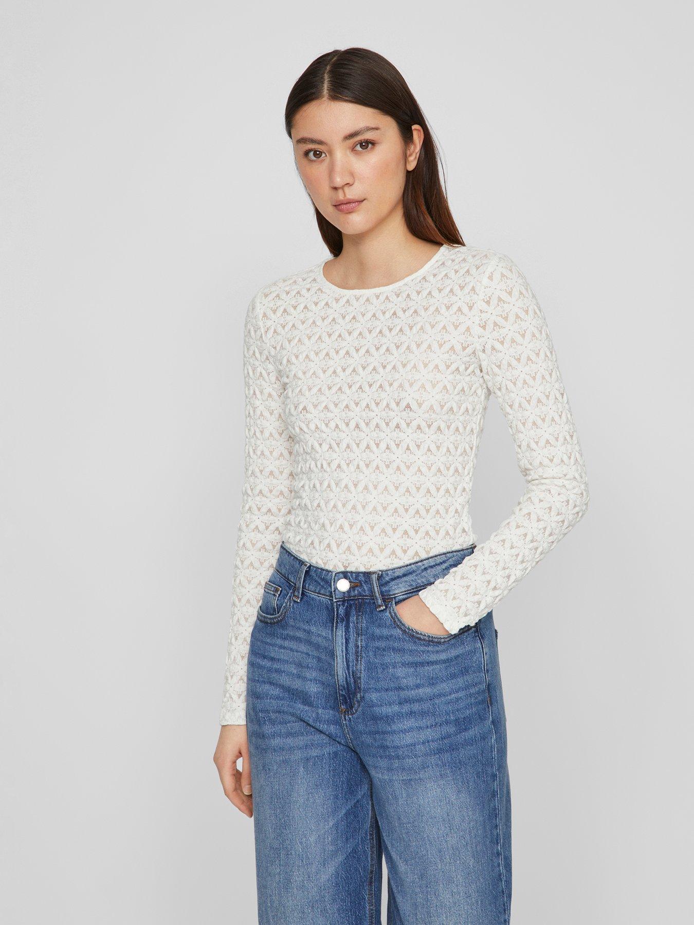 vila-long-sleeve-blouse-egret-creamfront