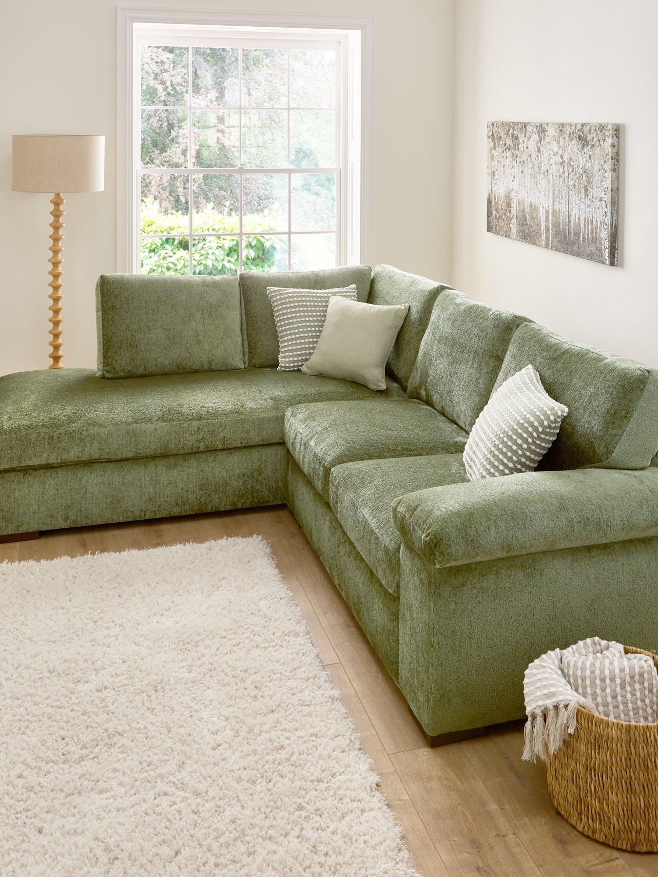 The Very Collection Salerno Standard Back Fabric Left Hand Corner Chaise Sofa - Green - FSC® Certified