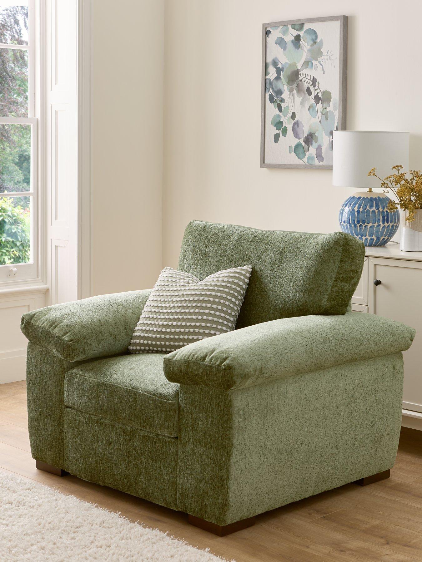 The Very Collection Salerno Standard Back Fabric Armchair - Olive Green - FSC® Certified