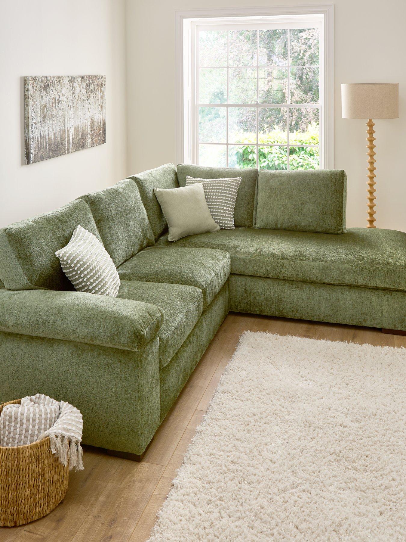 The Very Collection Salerno Standard Back Fabric Right Hand Corner Chaise Sofa - Green - FSC® Certified