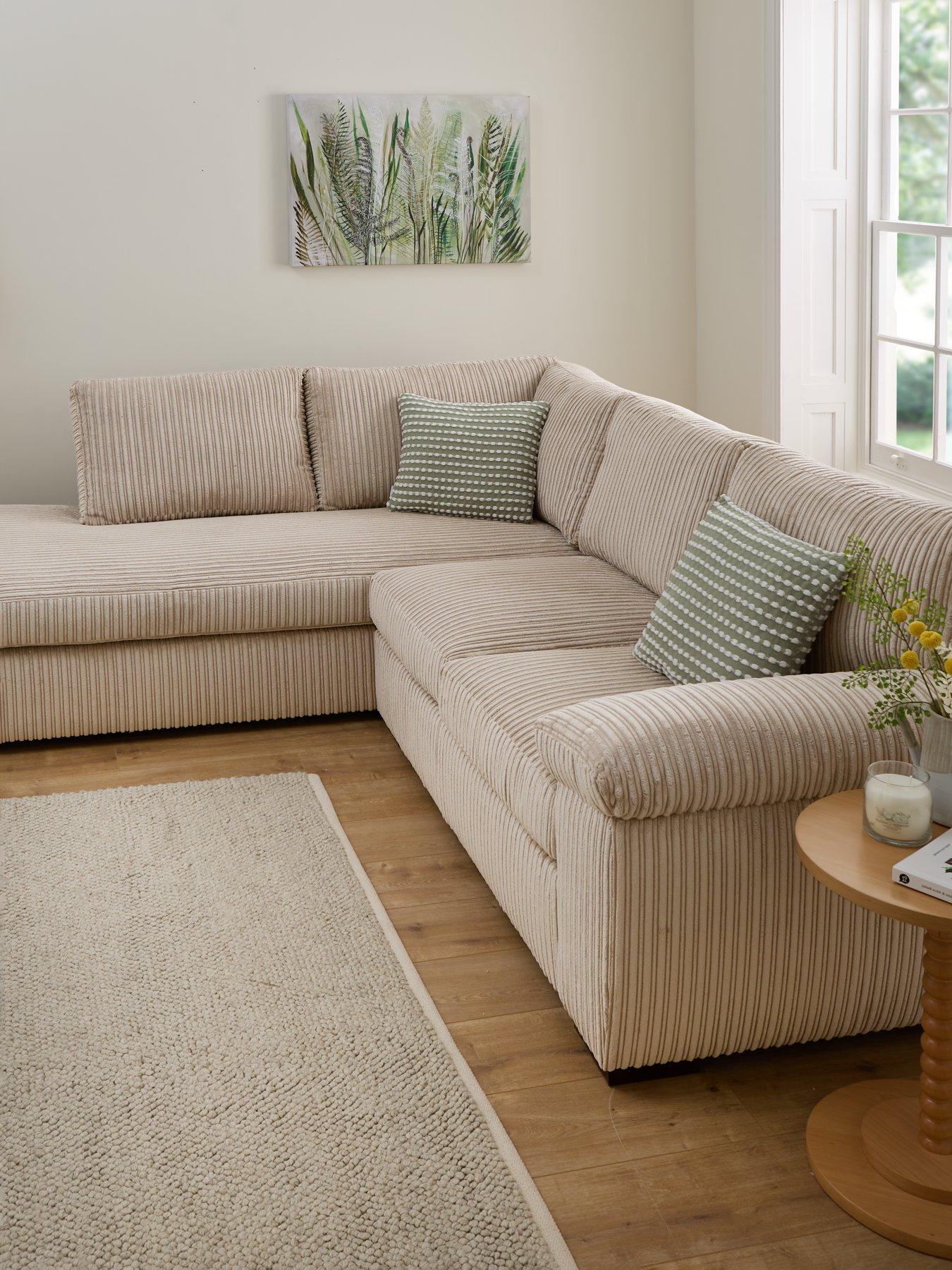 The Very Collection Amalfi Standard Back Left Hand Fabric Corner Chaise Sofa - Cream - FSC® Certified