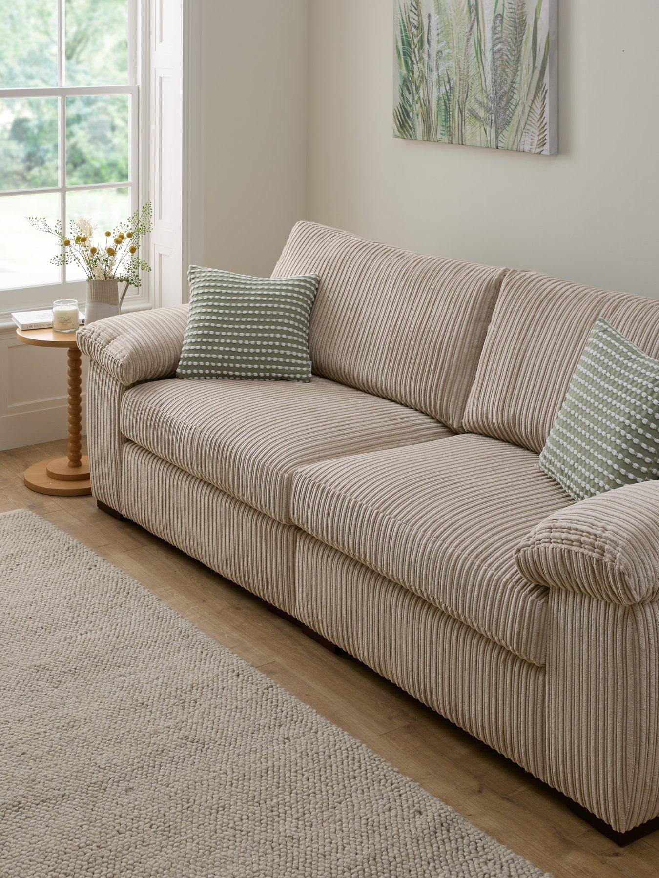 Very Home Amalfi Standard Back 3 Seater Fabric Sofa - Cream - FSC® Certified