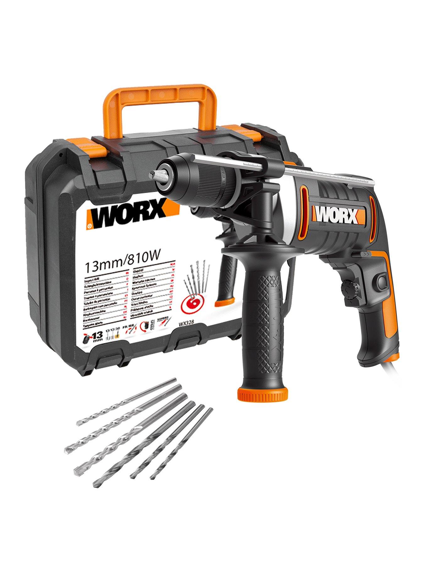 worx-810w-13mm-electric-corded-impact-hammer-drill-with-x6-bits-amp-carry-case