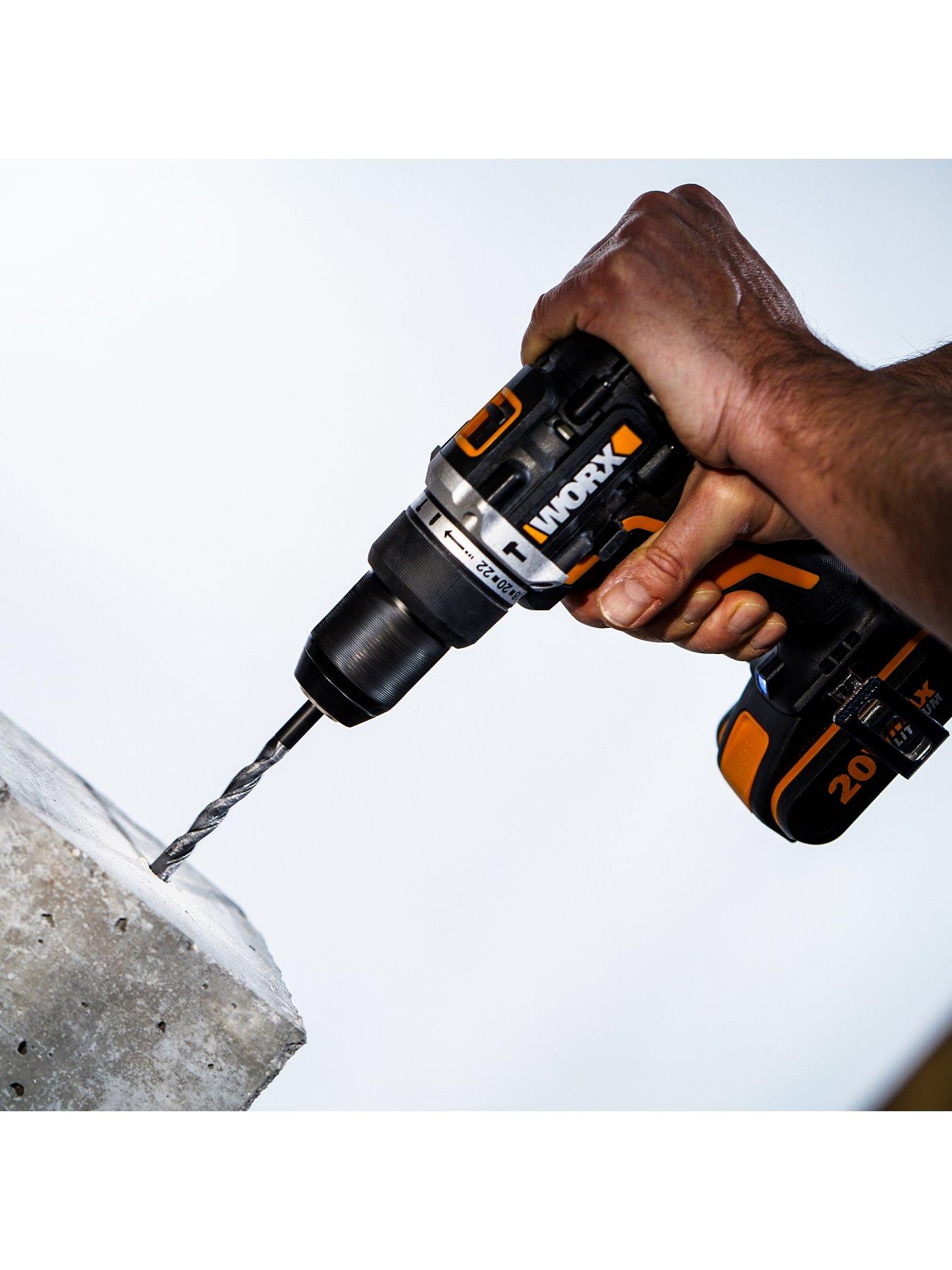 worx-wx352nbsp20v-cordless-brushless-impact-drill-drivernbspwith-75-piece-drill-bit-set-x2-batteries-and-chargeroutfit