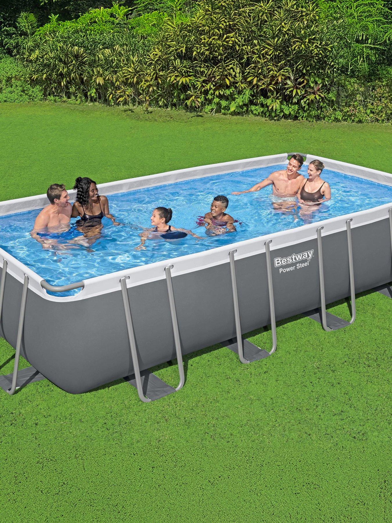 Image 1 of 7 of Bestway 18ft&nbsp;x 9ft Power Steel Frame Pool Set, Filter Pump, Ladder with Pool Cover