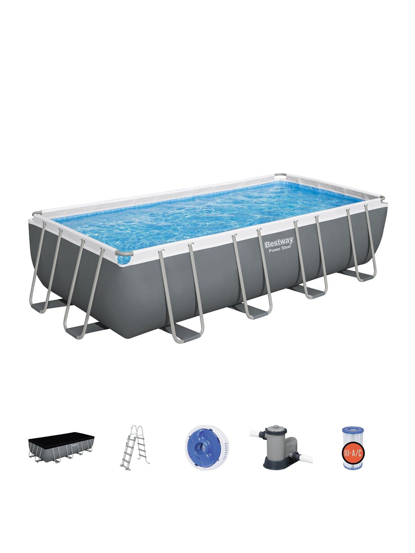 Image 2 of 7 of Bestway 18ft&nbsp;x 9ft Power Steel Frame Pool Set, Filter Pump, Ladder with Pool Cover