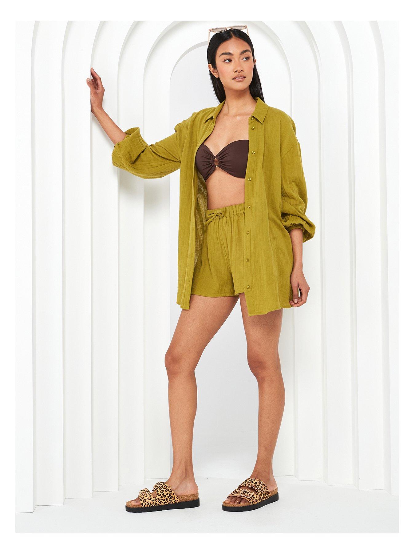 v-by-very-cheesecloth-shirt-co-ord-greendetail