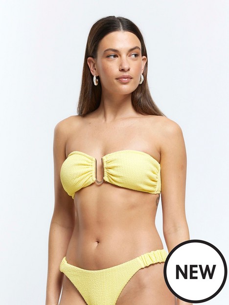 river-island-textured-trim-bandeau-bikini-yellow-light