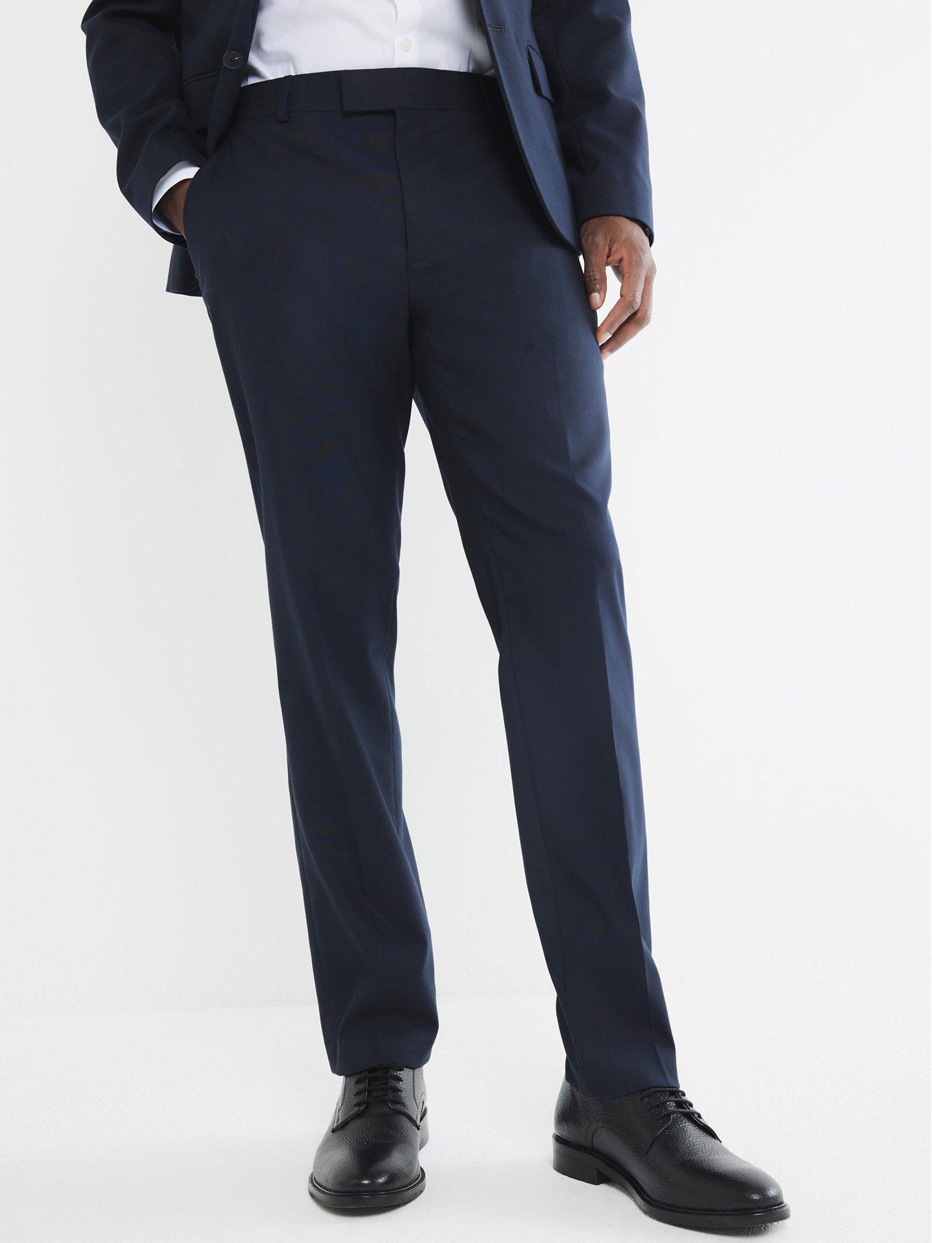 undefined River Island Plain Slim Suit Trousers - Navy