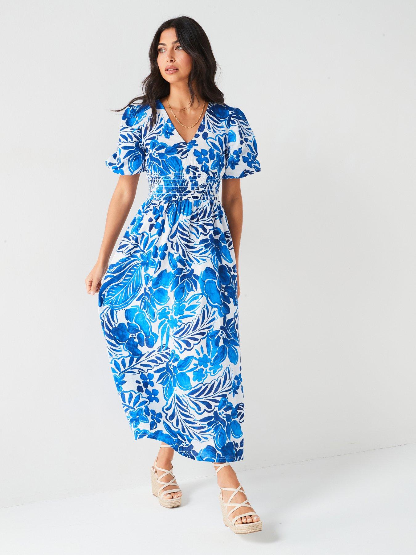 v-by-very-floral-printed-cotton-midi-dress-blue