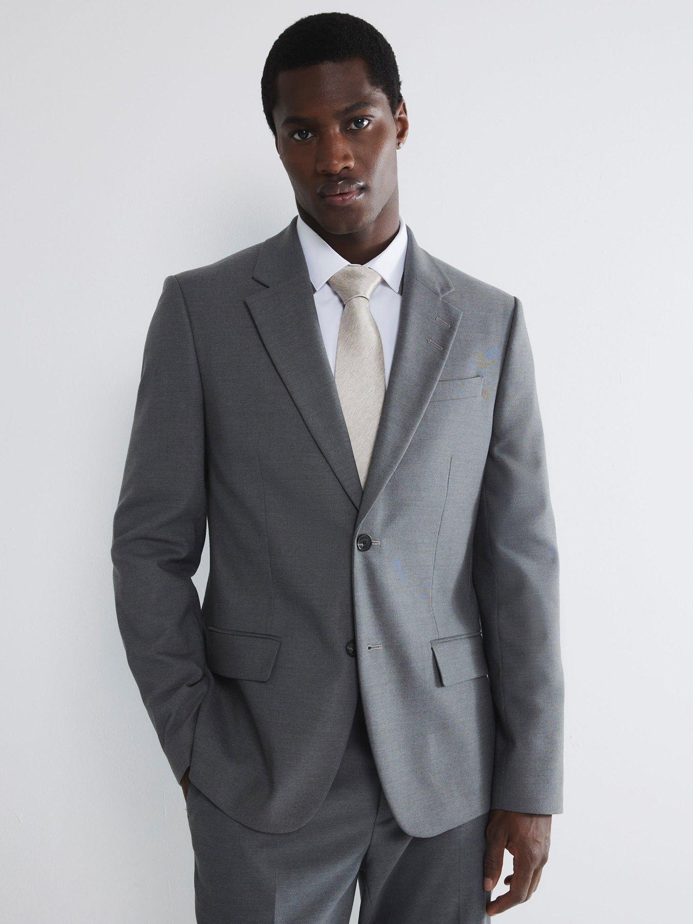 River Island River Island Plain Single Breasted Slim Suit Jacket - Grey