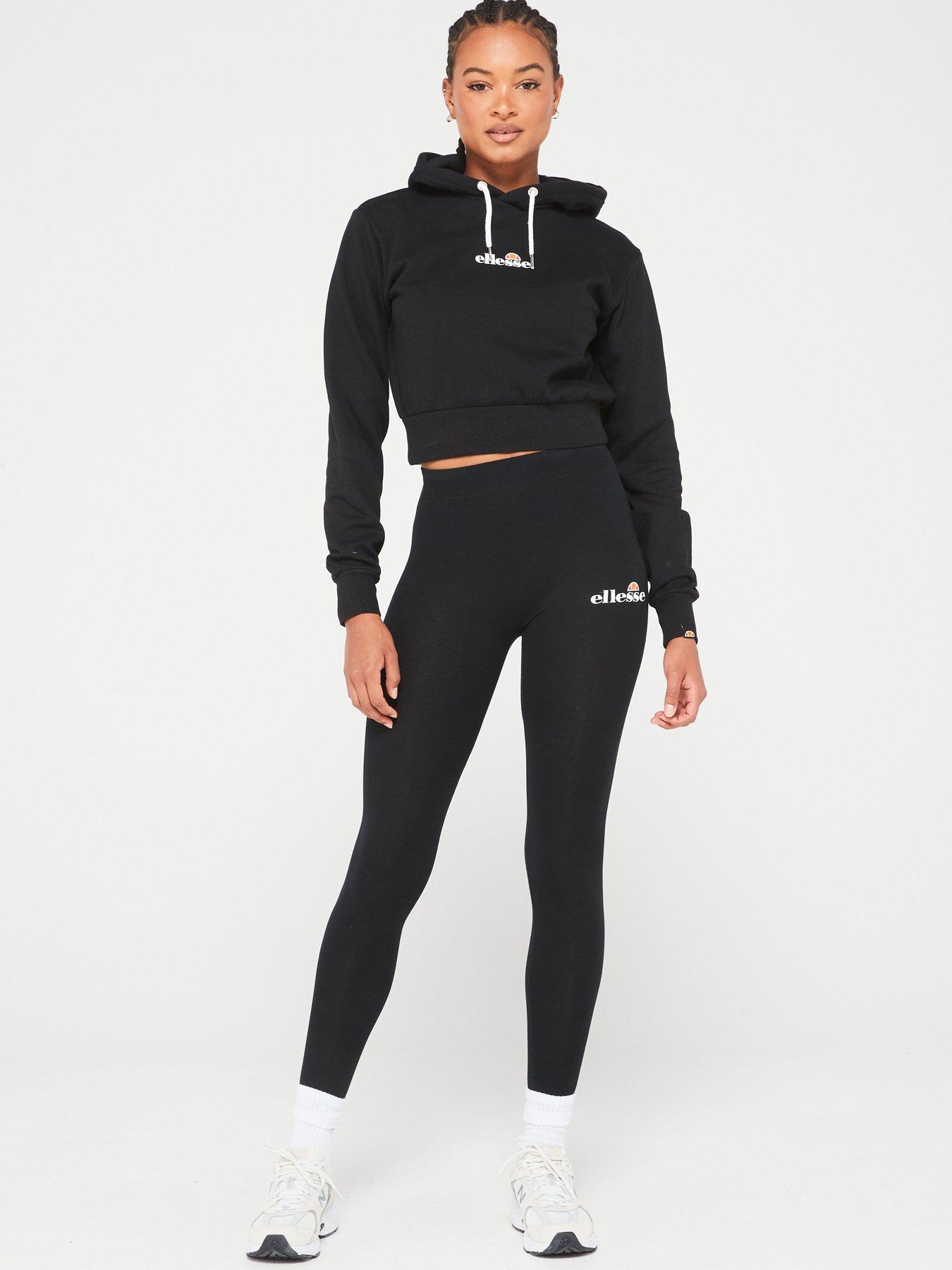ellesse cropped hoodie and leggings set in black